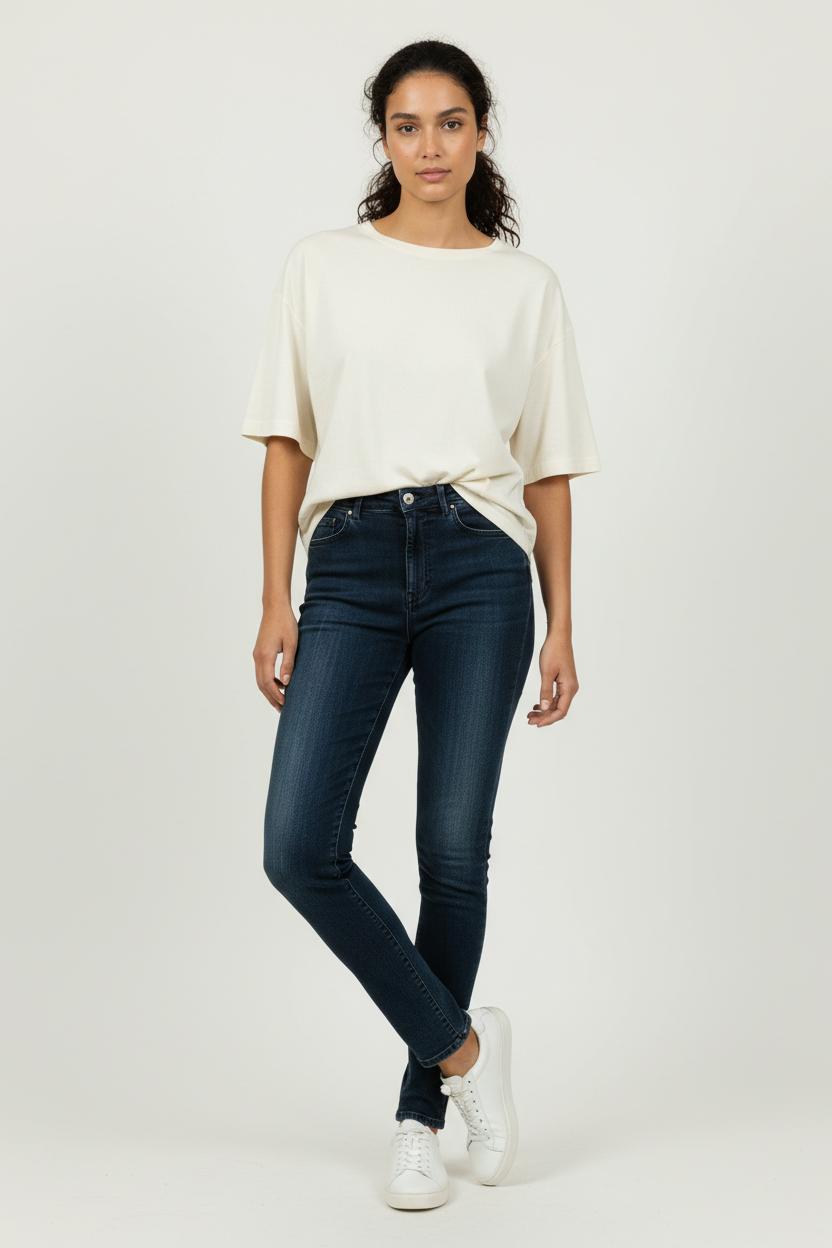 Cropped slim jeans with studs ACNE STUDIOS - Seconde Main Blue