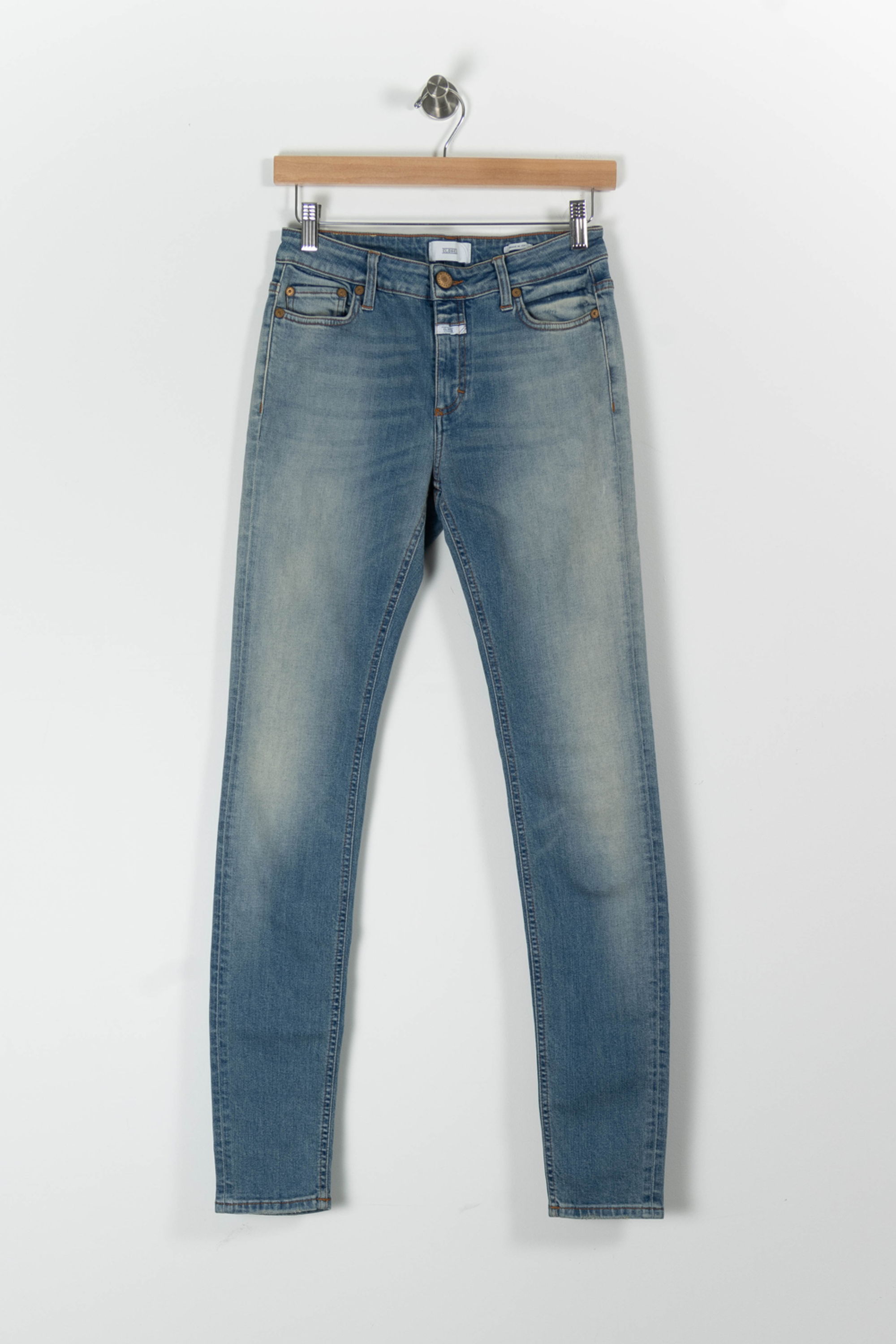 Cropped slim jeans with studs CLOSED - Seconde Main Blue