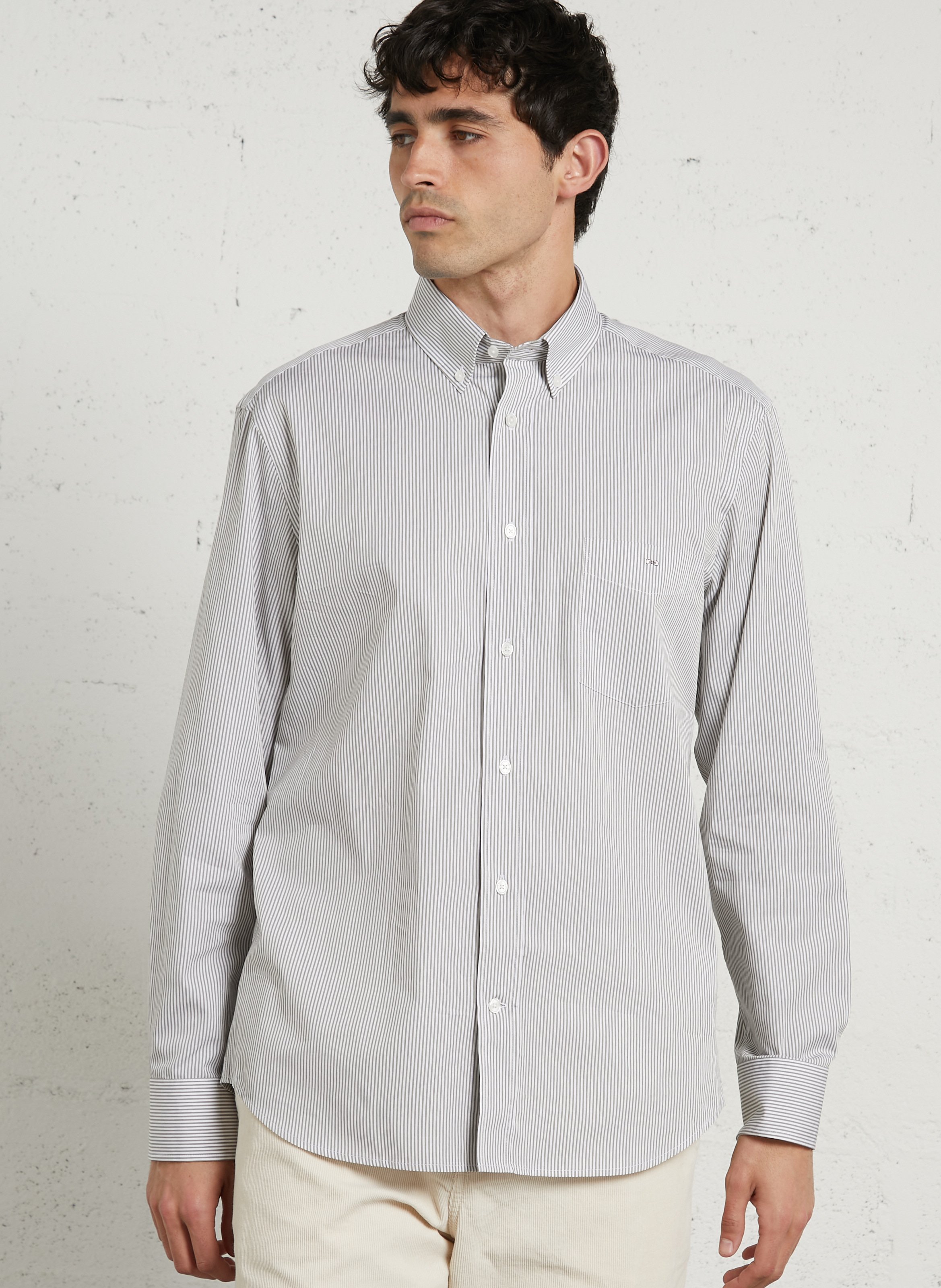 Chemise oversize en coton rayé EDEN PARK Beige