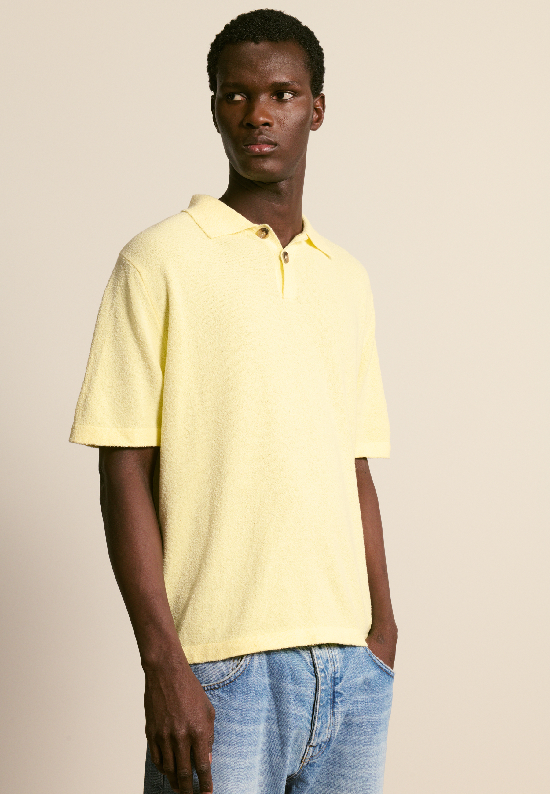 Polo en coton bouclette MAISON MONTAGUT Jaune