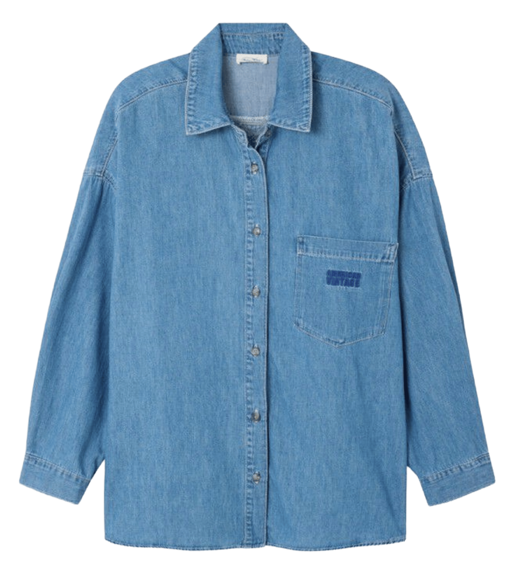 Oversized, katoenen blouse met klassieke kraag AMERICAN VINTAGE Blauw