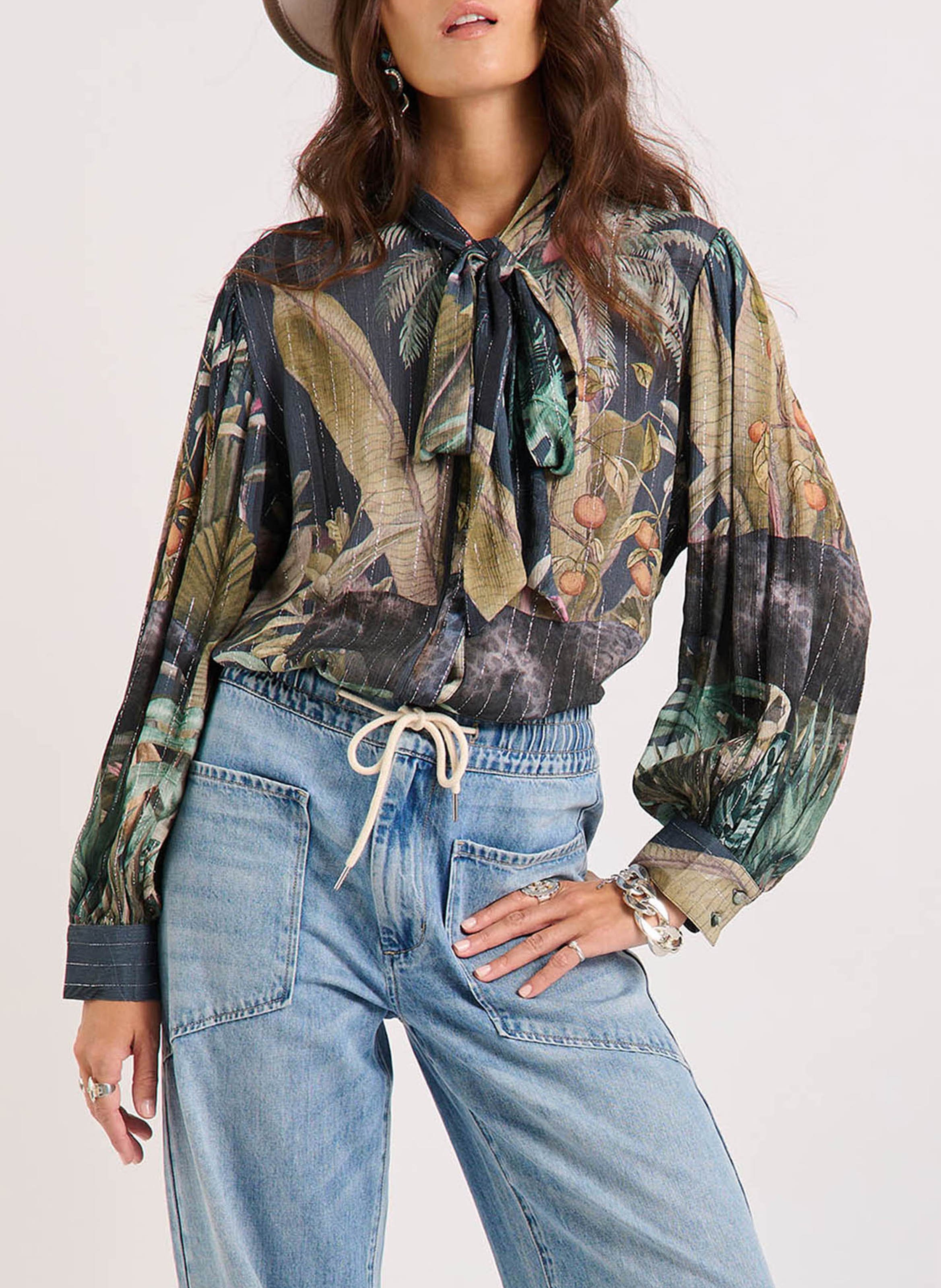 Chemise col lavallière  WILD Vert