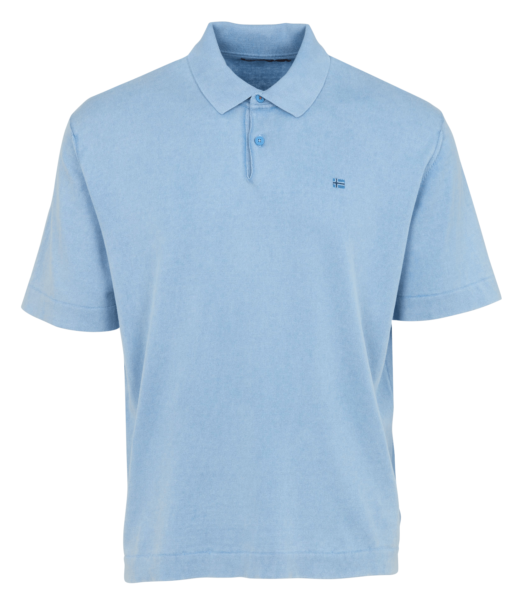 Gerader Polo aus einfarbigem Strick NAPAPIJRI Blau