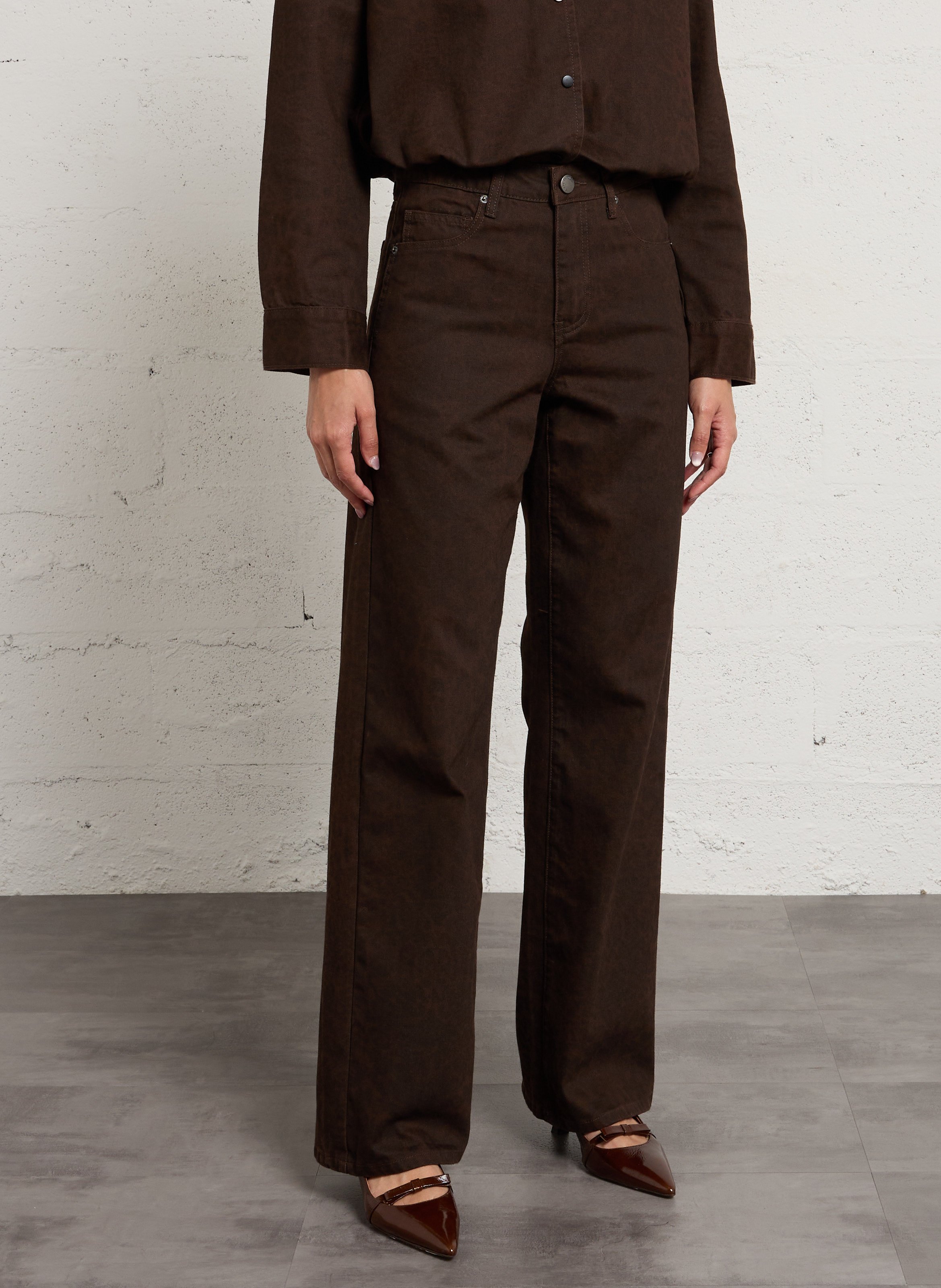 Eco-responsible high-rise wide-leg jeans SUNCOO Brown