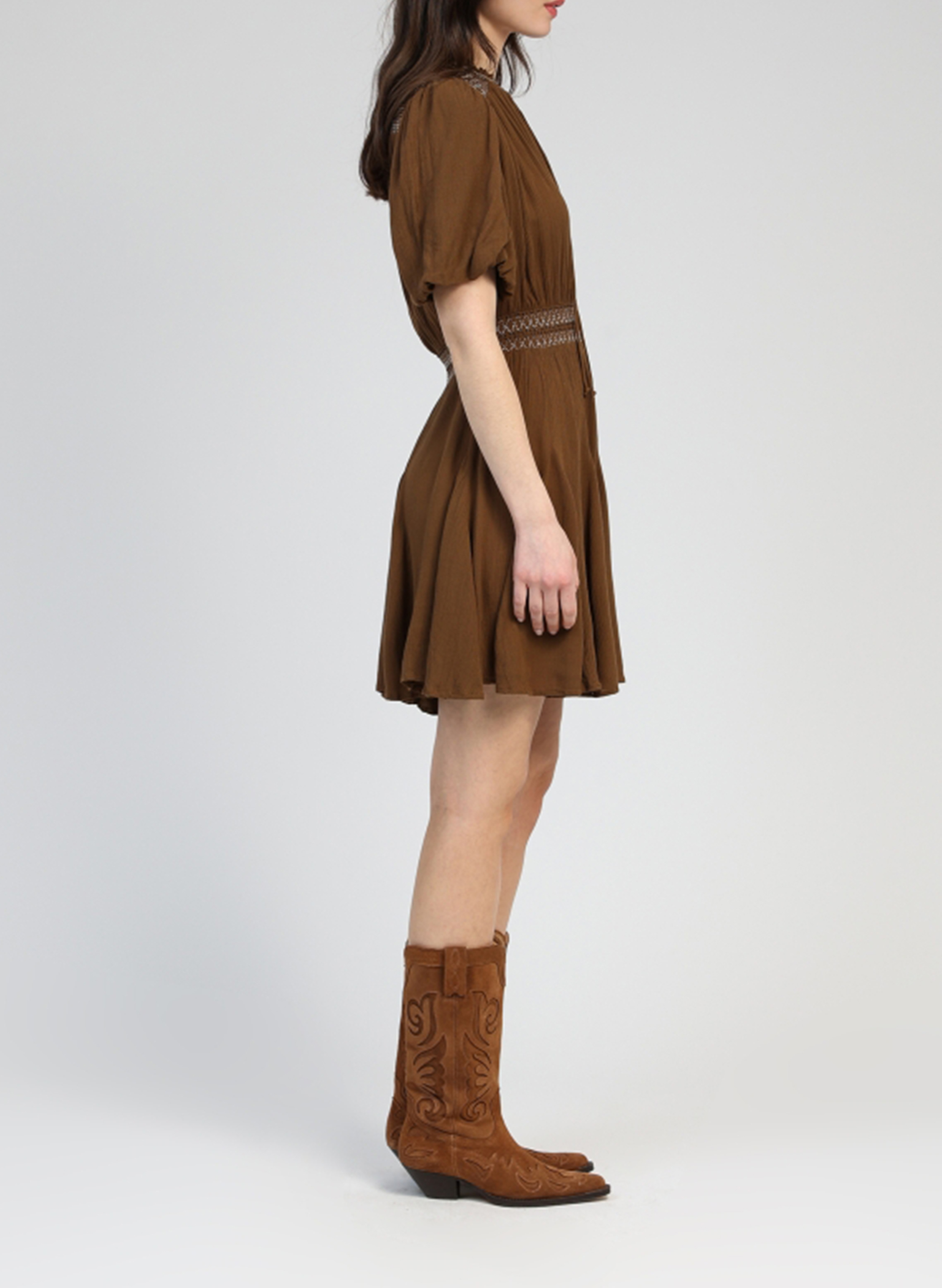 Kurzkleid aus Viskose-Mix AN'GE Khaki