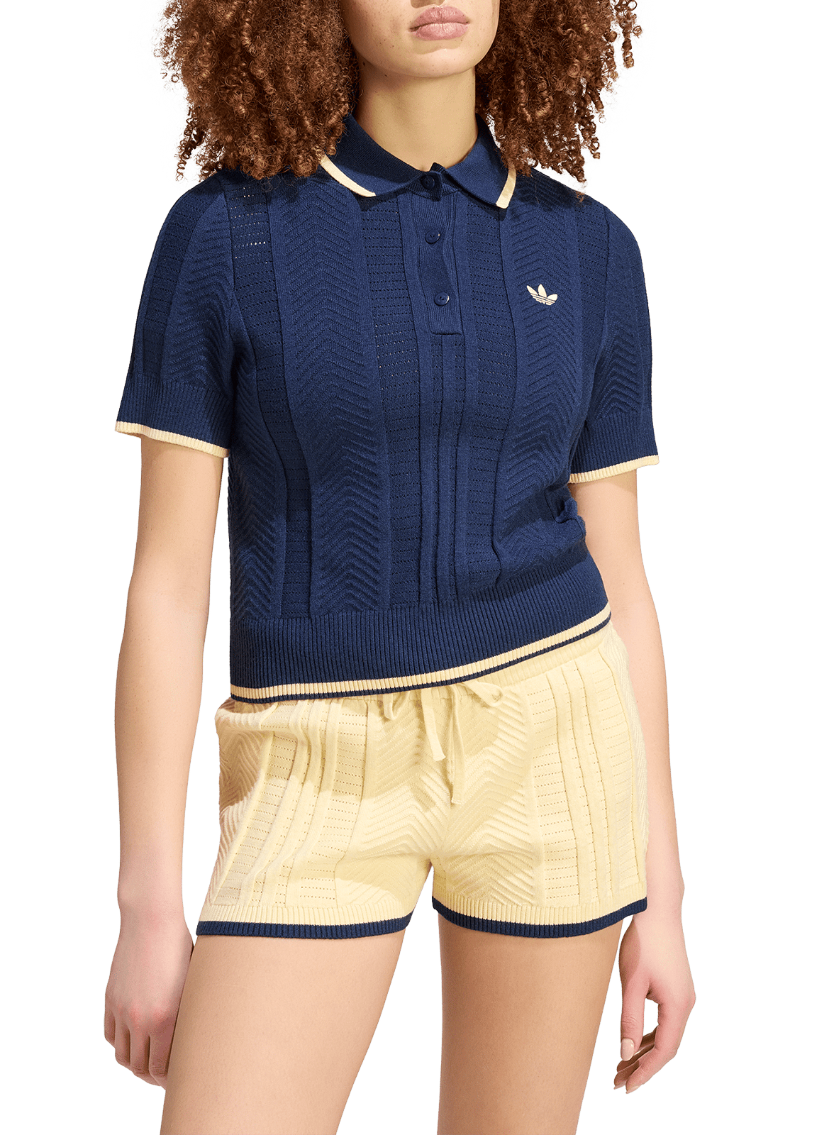 Polo met korte mouwen in rechte pasvorm van gebreide stof. ADIDAS Blauw