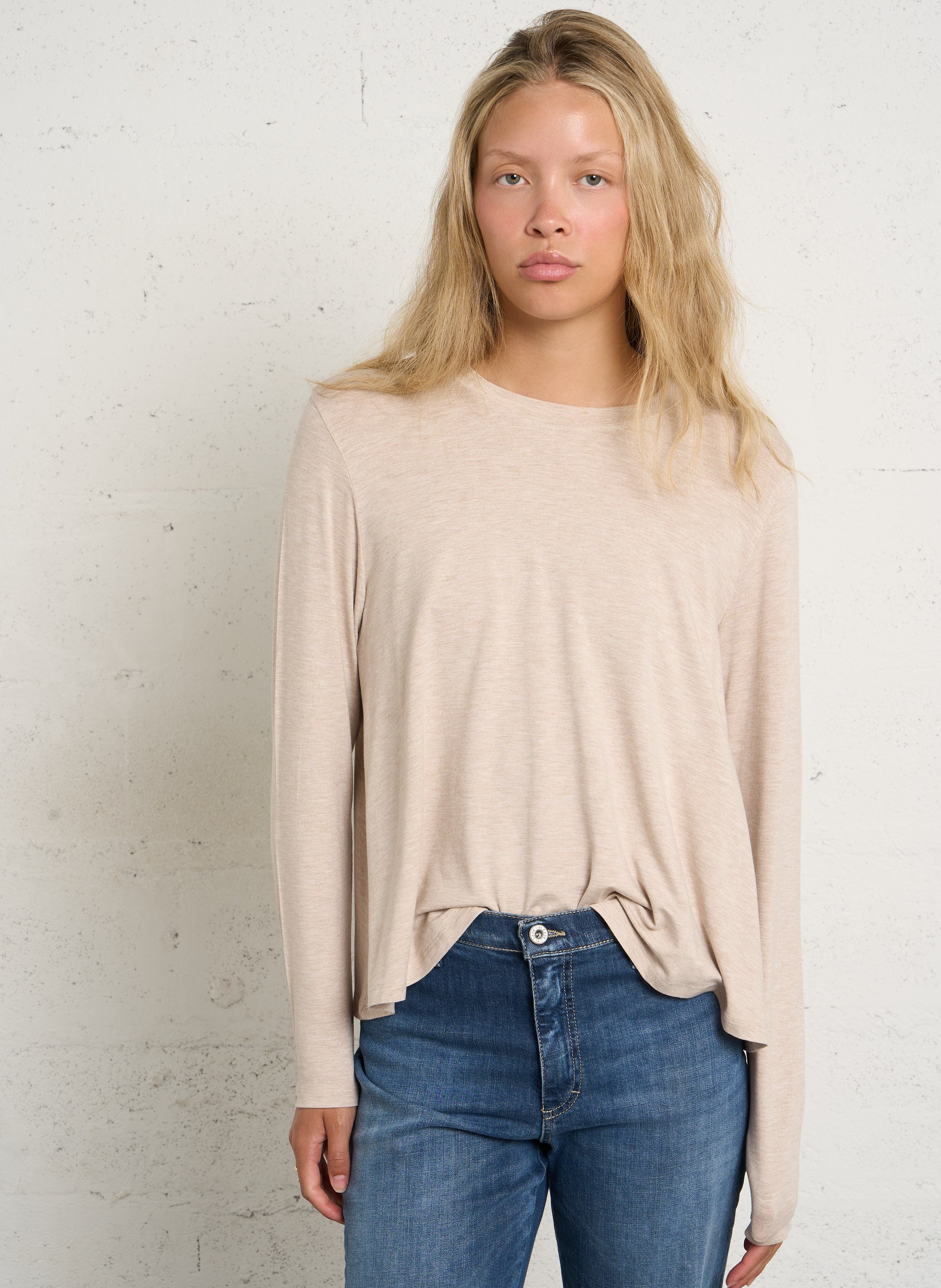 Loose-fit round-neck T-shirt MAJESTIC FILATURES Beige
