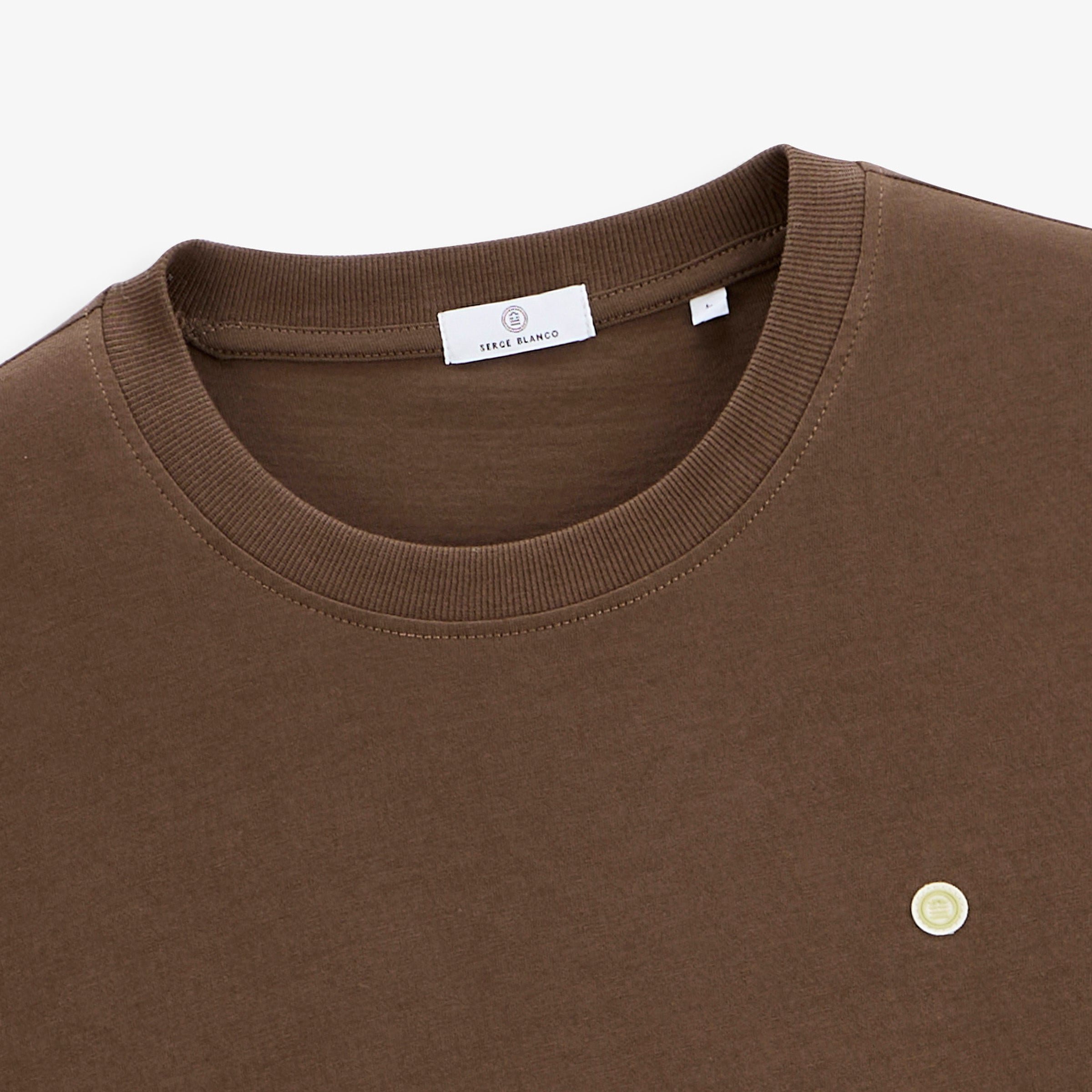 Short-sleeved t-shirt Théo, printed back, Serge Blanco, brown. SERGE BLANCO Brown