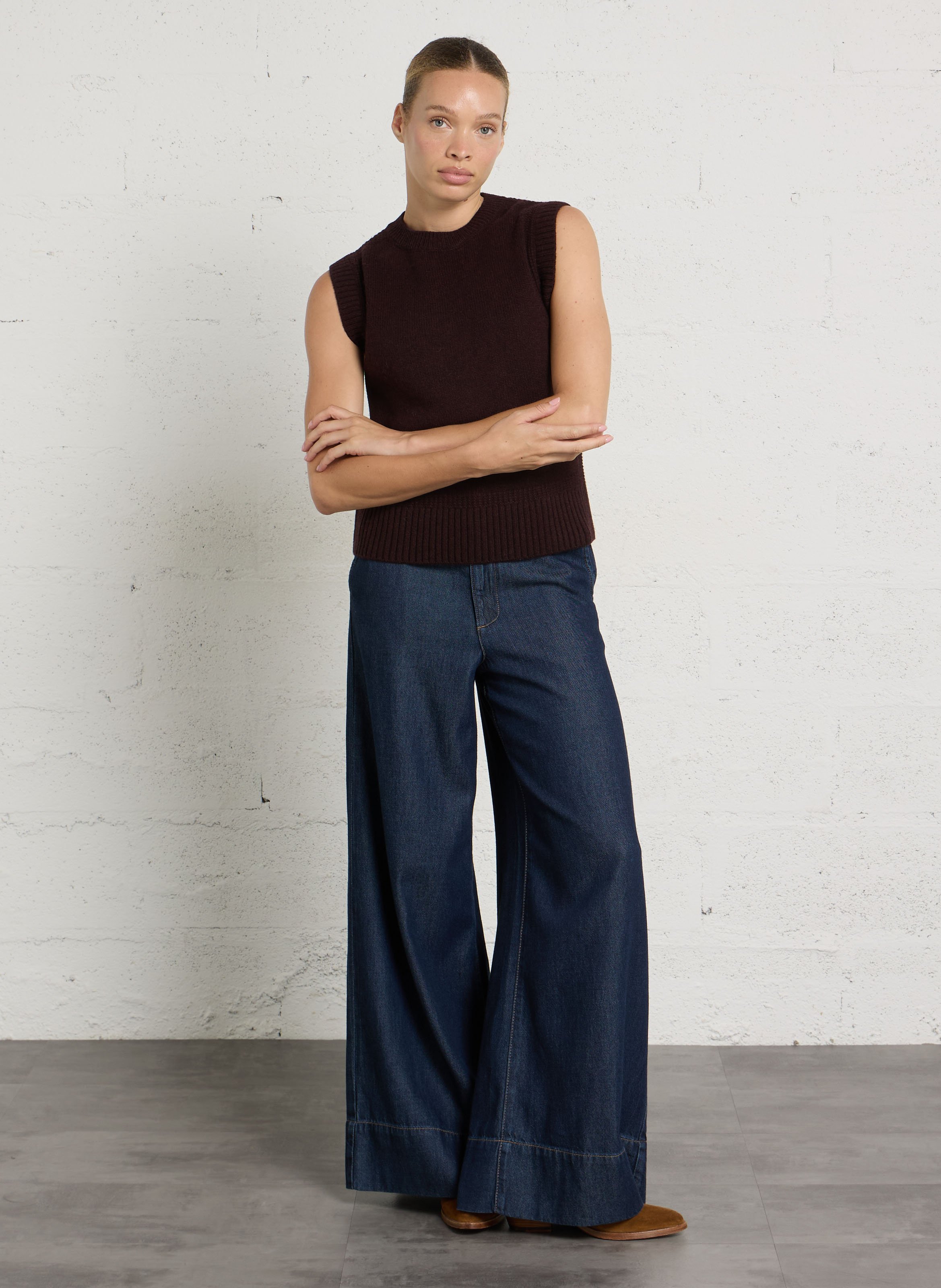 Pull col rond en laine MAISON 123 Violet