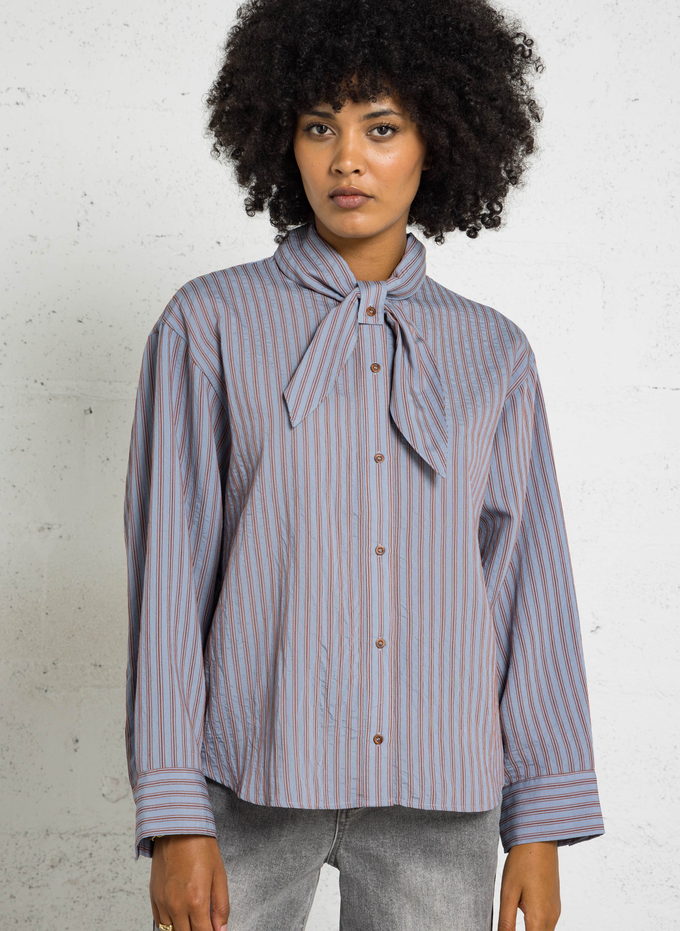 Pussy-bow shirt SACRECOEUR Blue