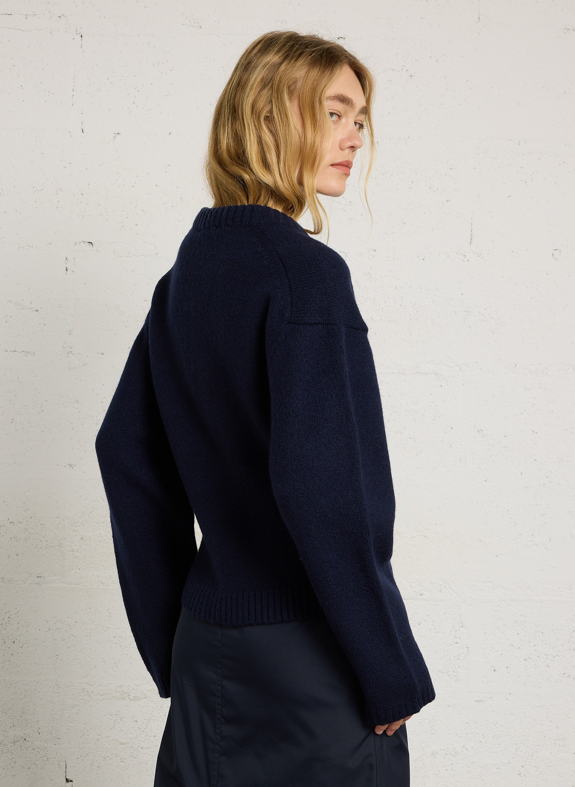 Gerader Cardigan aus Mischwolle SOEUR Blau
