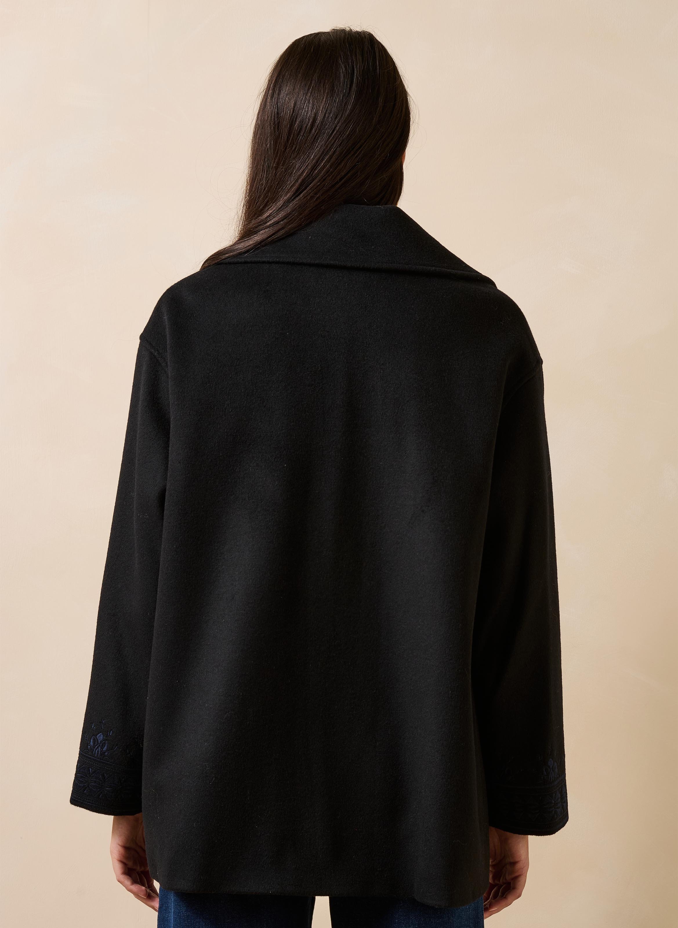 Plain straight-cut peacoat in a wool blend LA FEE MARABOUTEE Multicolored