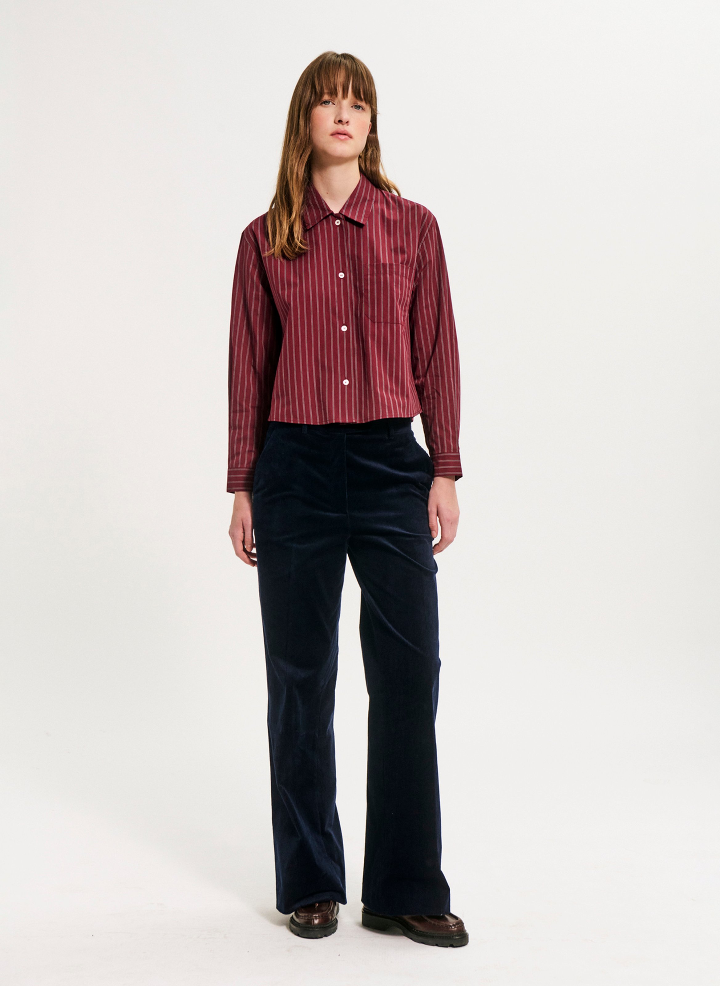 Pantalon droit en coton mélangé PABLO Bleu