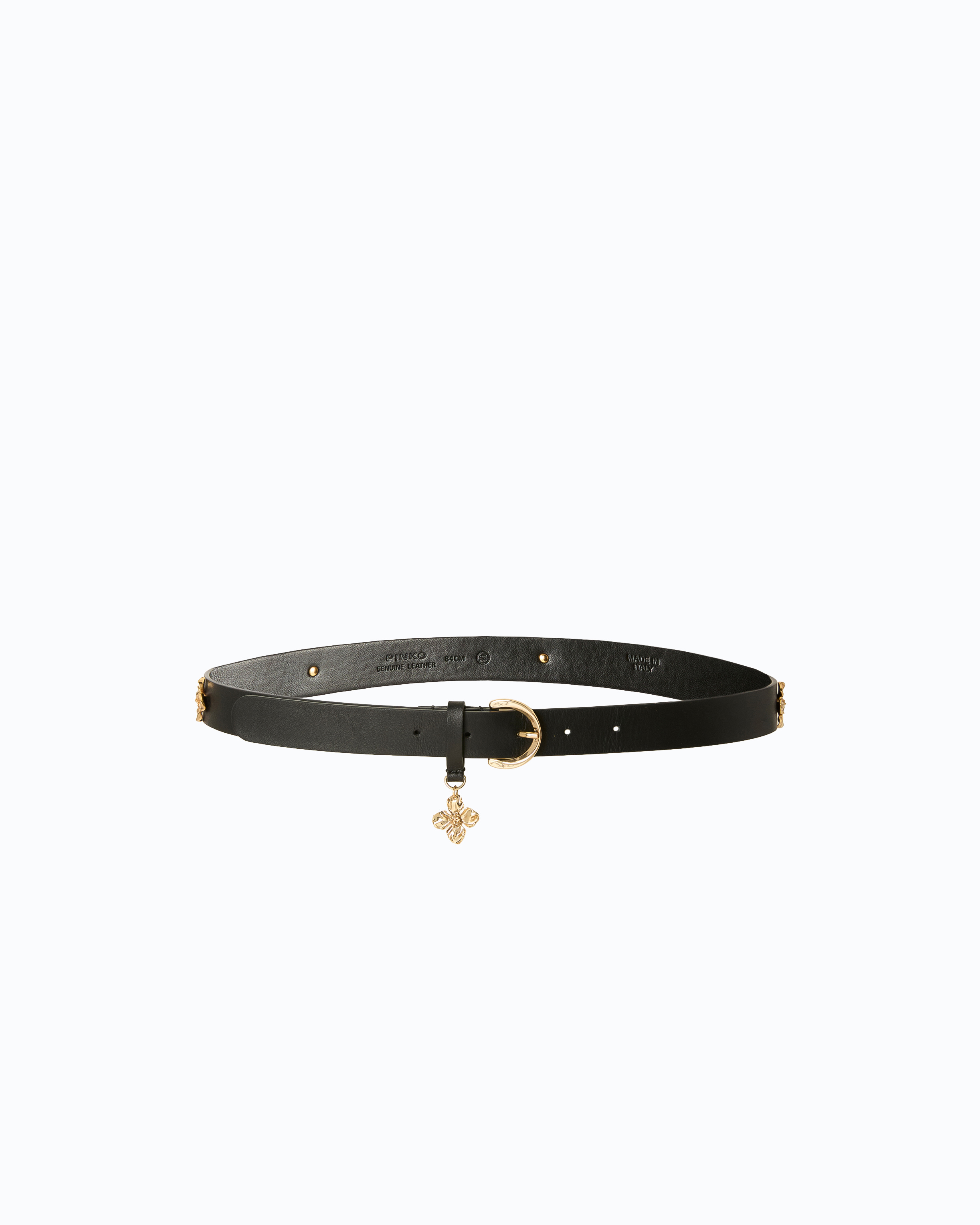Leather belt with flower-shaped studs, 2 cm PINKO Multicolored