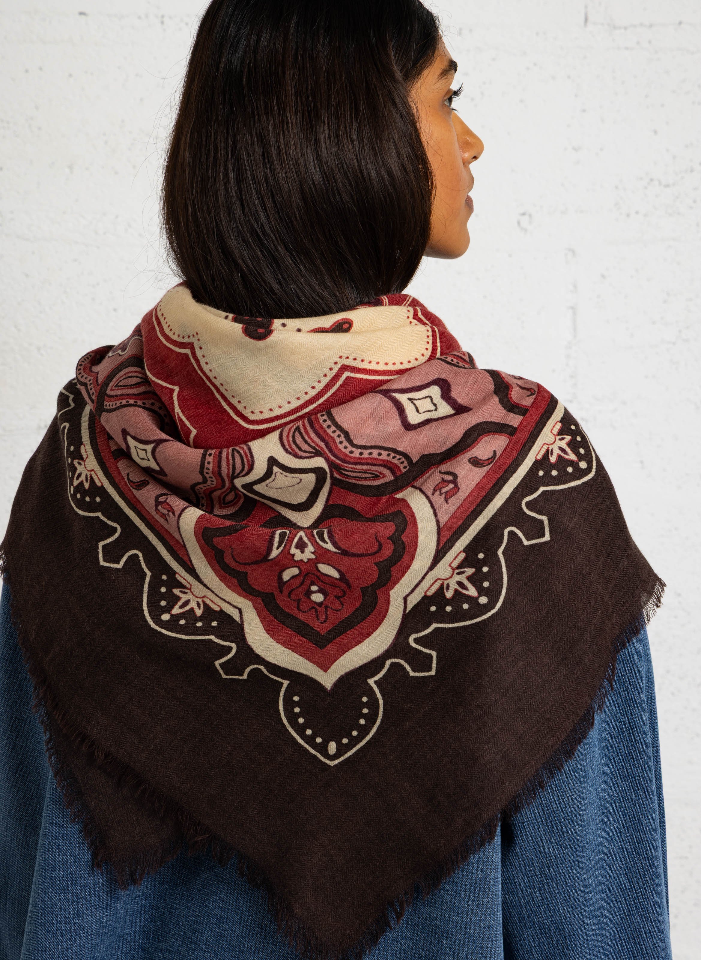Foulard imprimé en laine MAISON 123 Rouge