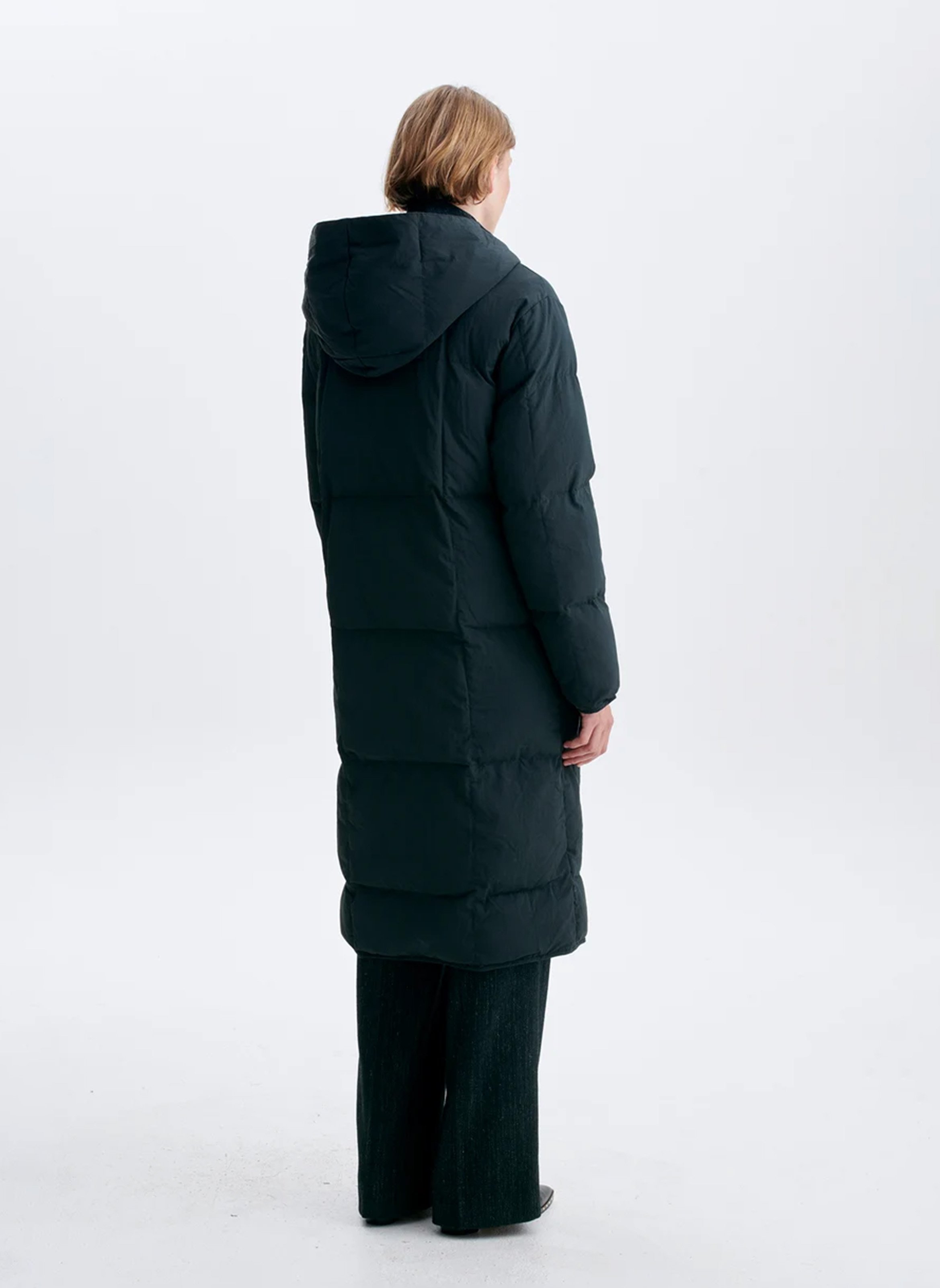 Plain long hooded puffer jacket VANESSA BRUNO Green