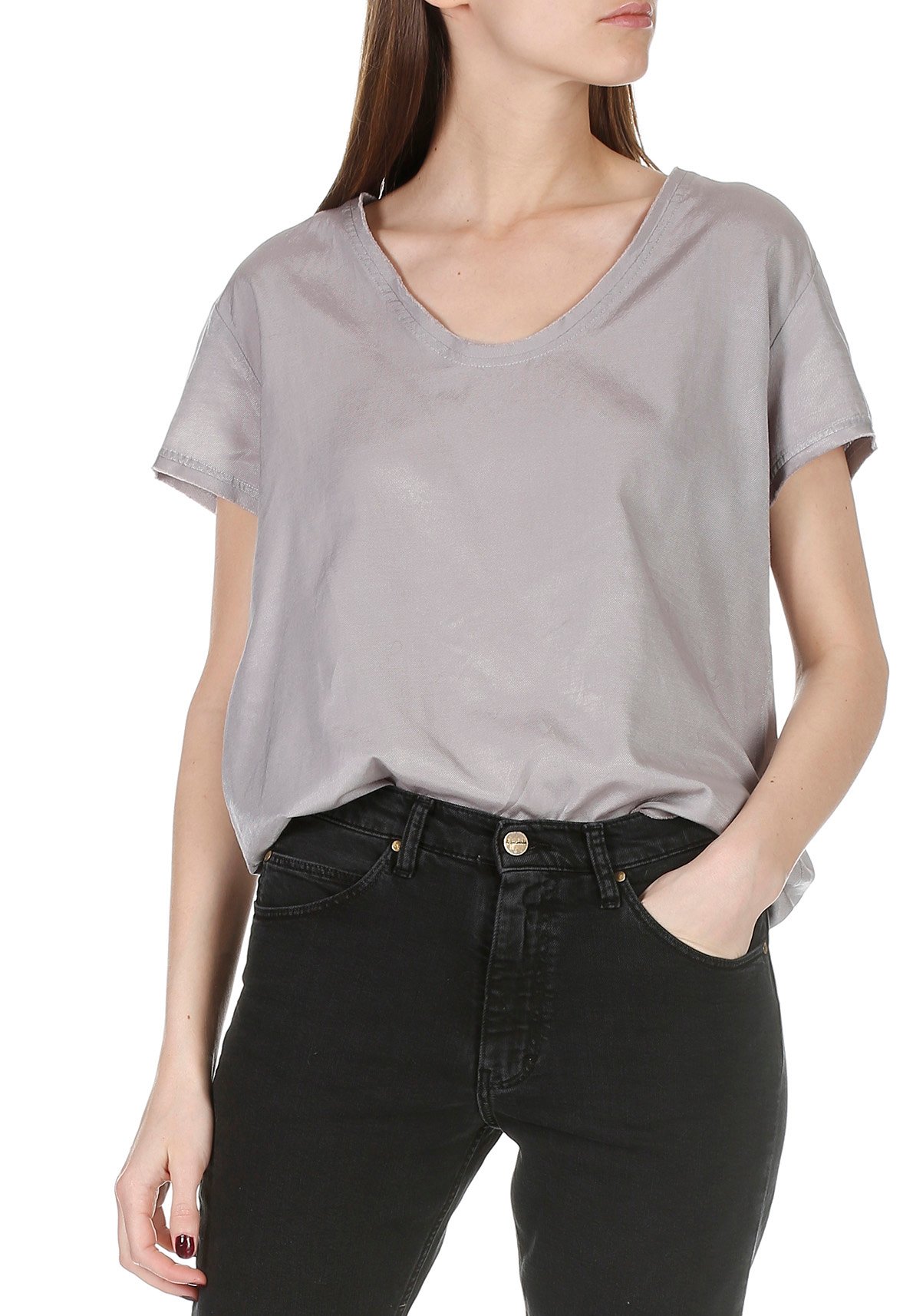 Fluid cotton-blend top MOMONI Grey