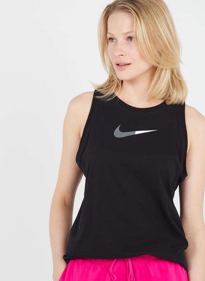 Sleeveless Cotton-blend Sports Top With Screen Print Black Nike