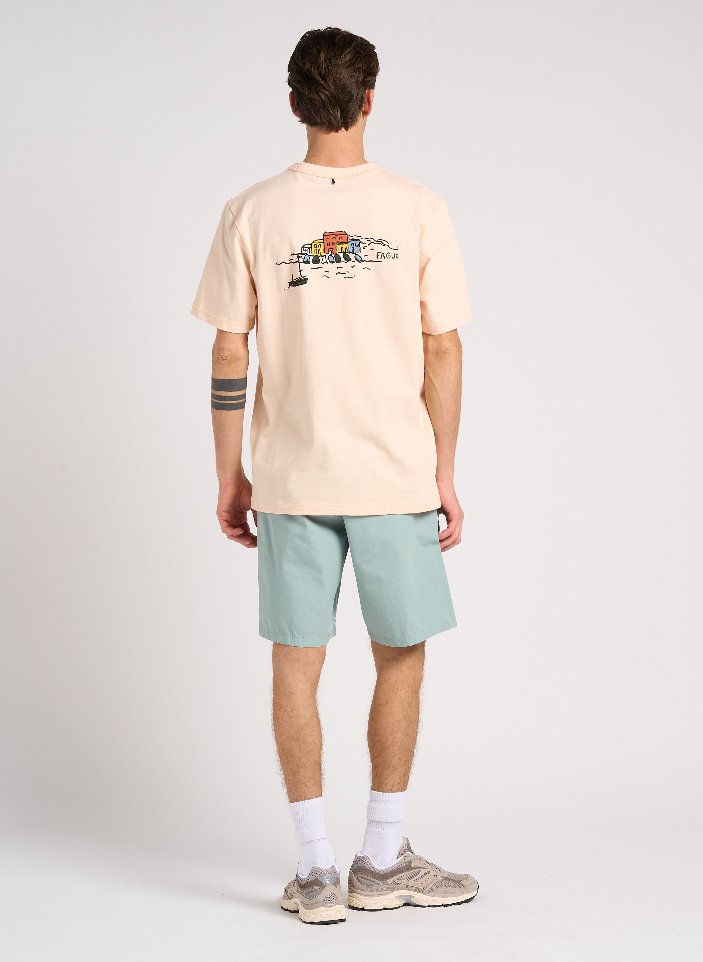 Short droit élastiqué en coton bio KNOWLEDGE COTTON APPAREL Gris