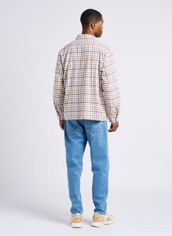 Hommes Chemise Habillée Smart Blanc à Carreaux Col Double Manche Longue Hommes Chemise Habillée Smart Blanc à Carreaux Col Double Manche Longue
