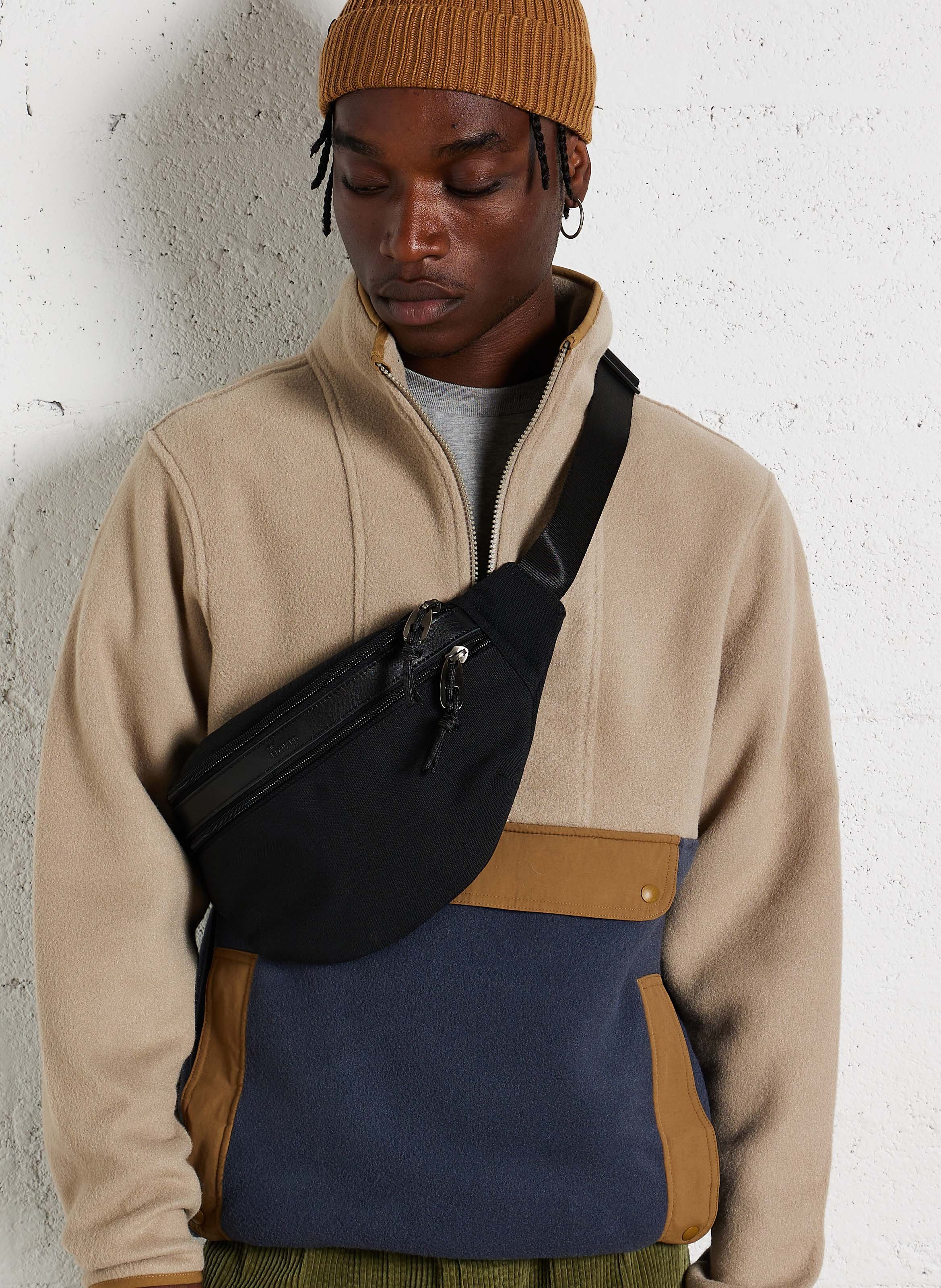 Two-tone leather blend bum bag SIR EDWARD Black