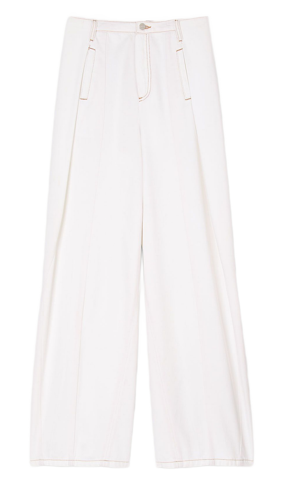 Jean large surpiqué en coton SANDRO Blanc