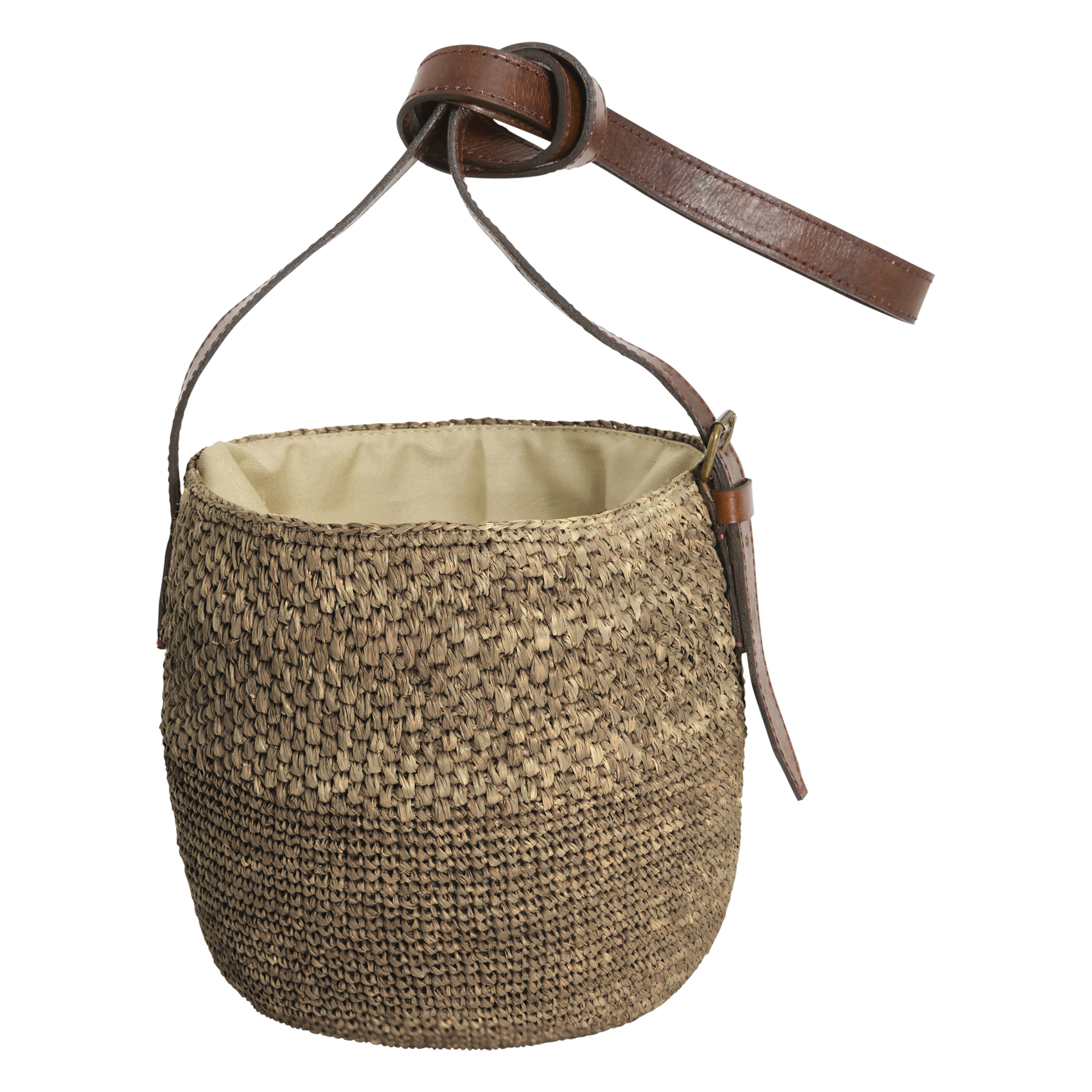 Raffia bucket shoulder bag IBELIV Brown