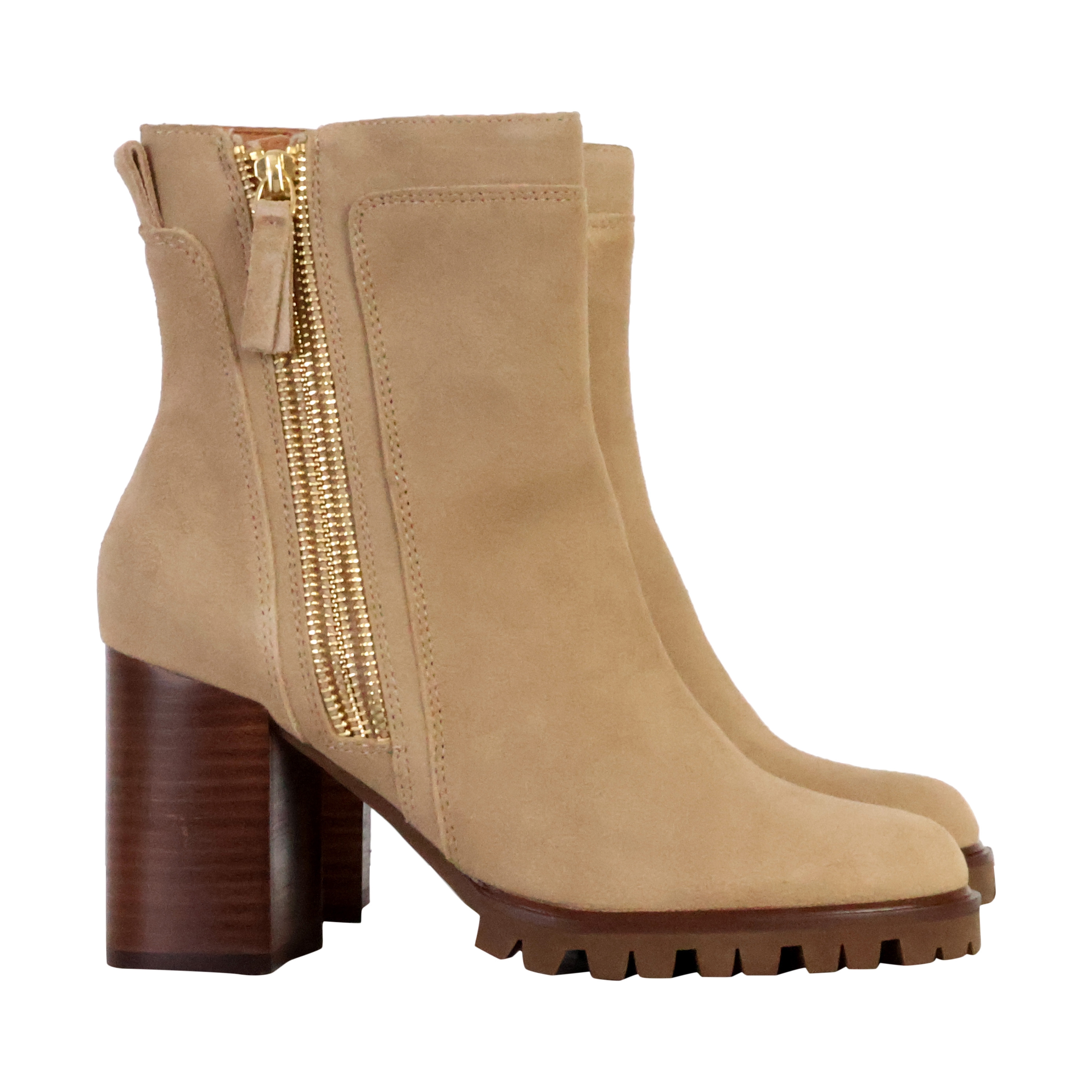 Silene leather heeled ankle boots EMILIE KARSTON Beige