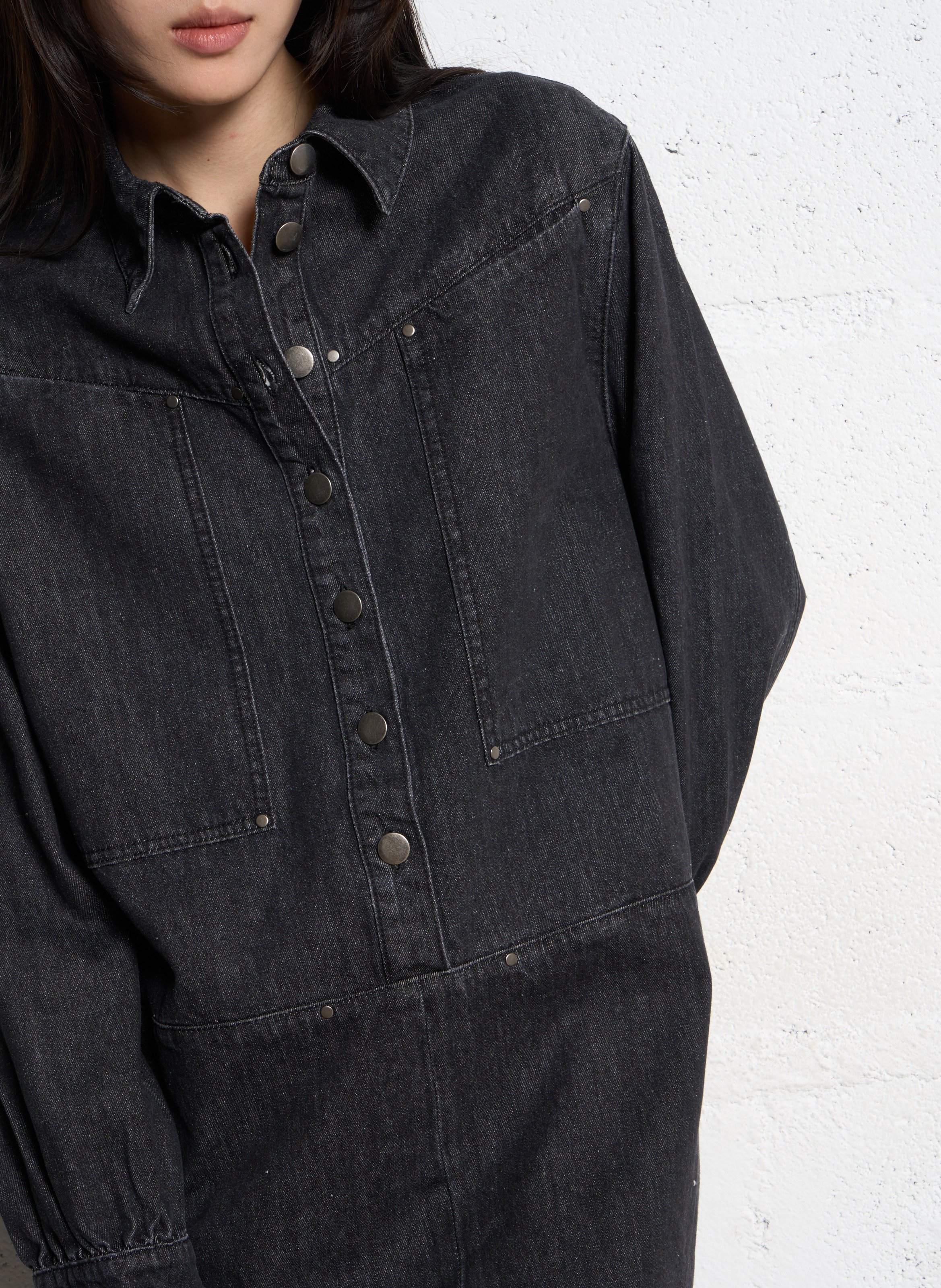 Oversize-Kleid aus Baumwollmischung SUNCOO Schwarz