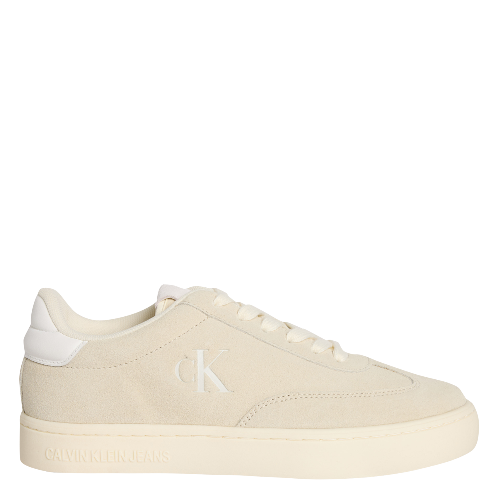 Solid suede leather low-top sneakers CALVIN KLEIN Beige