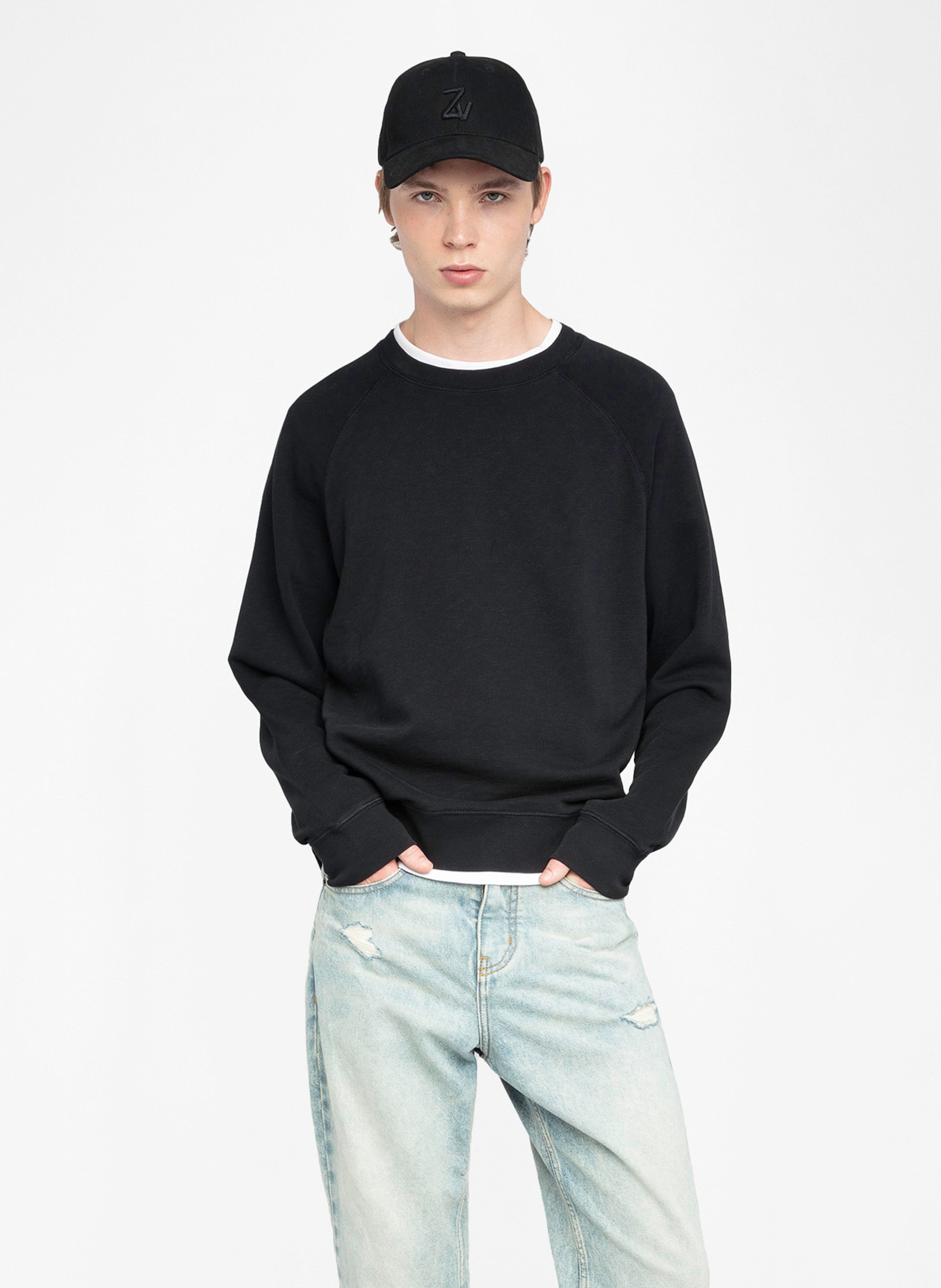 Sweat col rond en coton ZADIG&amp;VOLTAIRE Noir