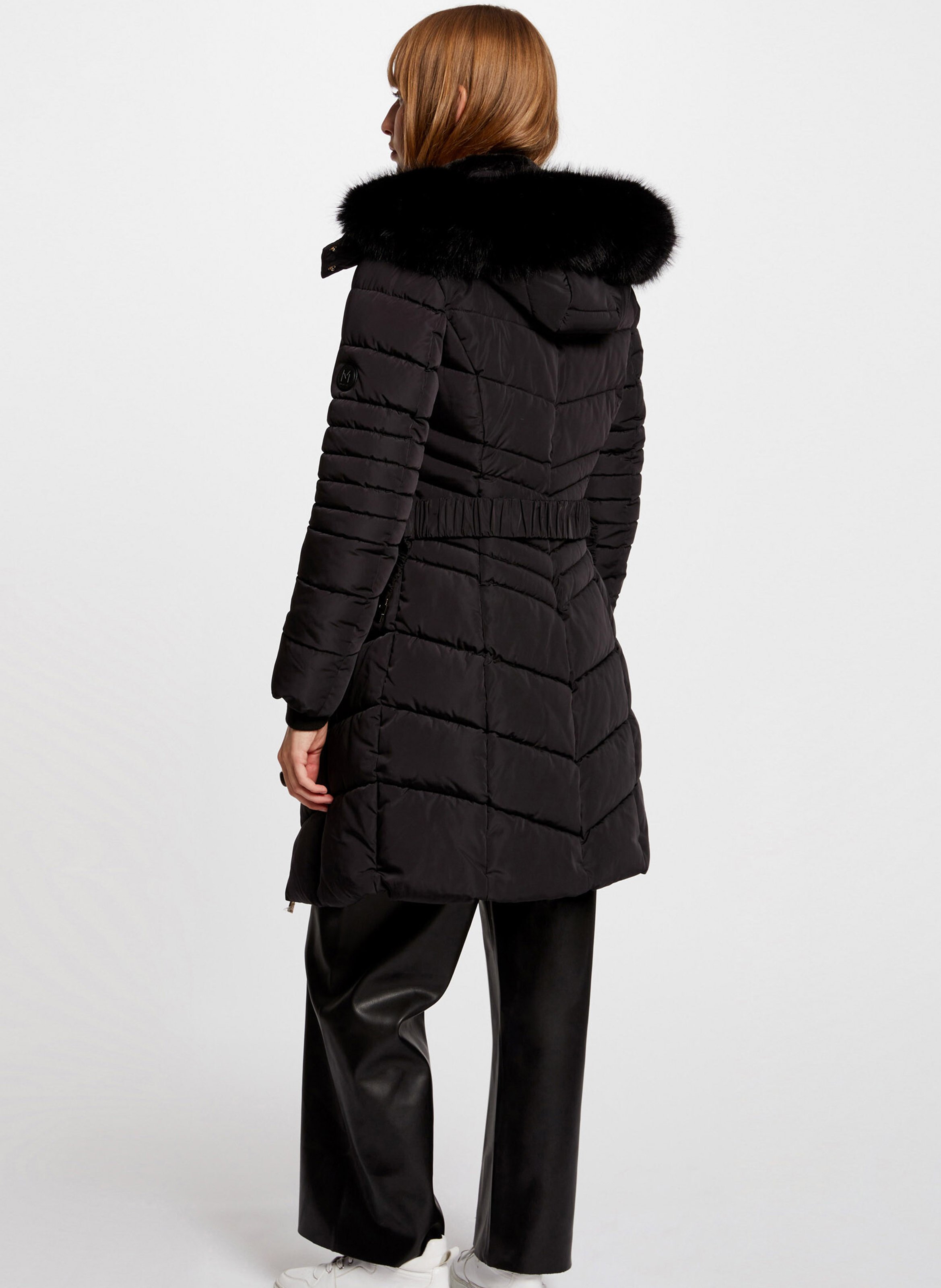 Long quilted padded jacket MORGAN Black