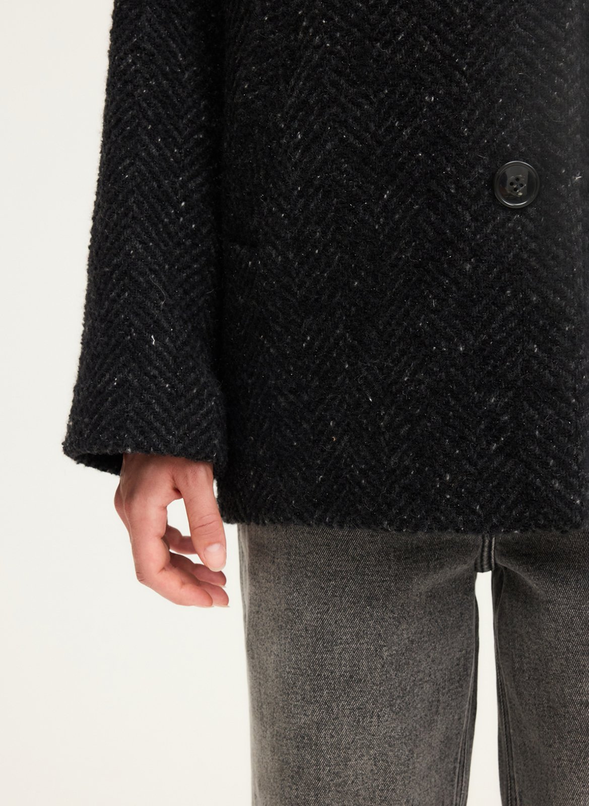 Manteau col tailleur en laine mélangée PABLO Noir