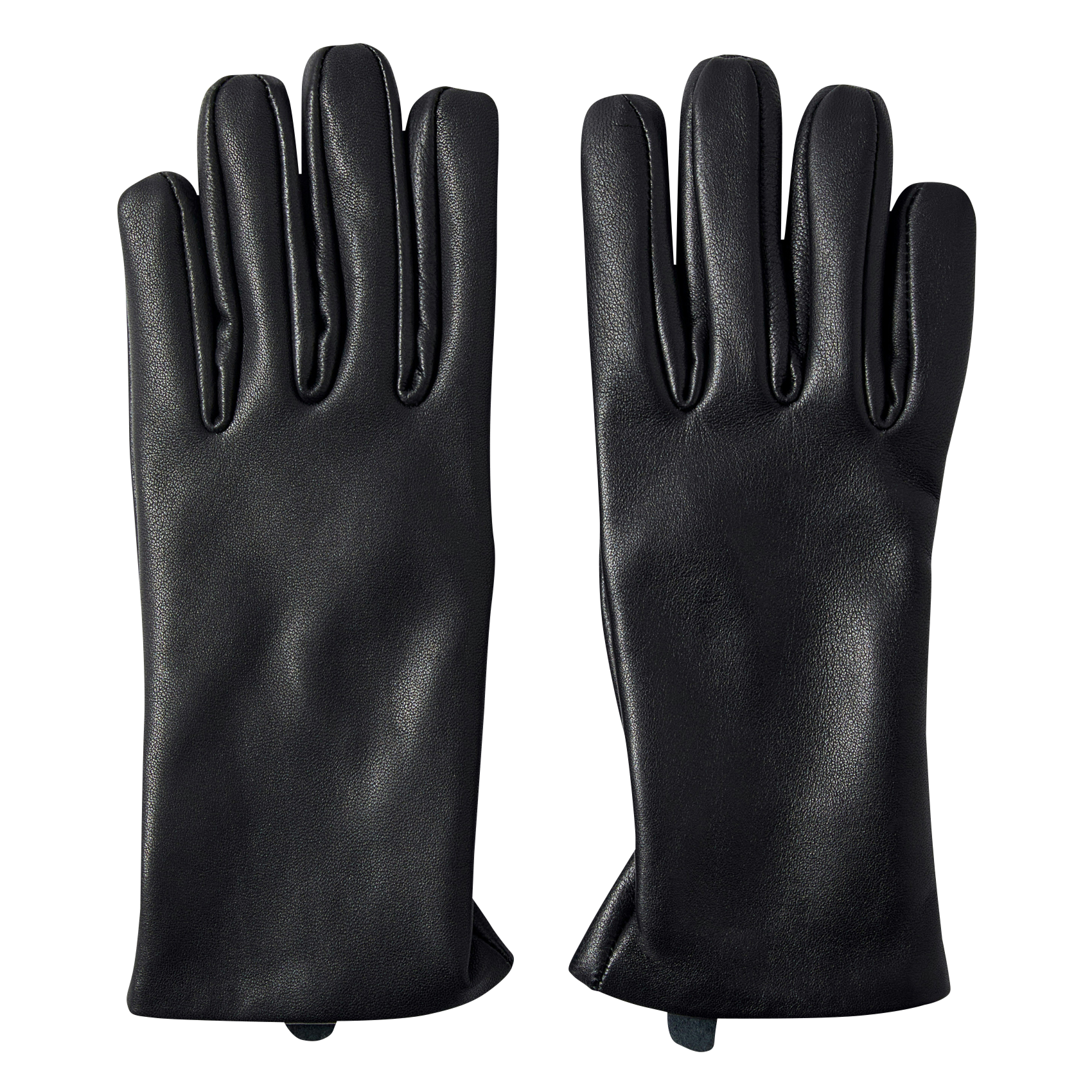 Einfarbige Handschuhe aus Leder SELECTED Schwarz