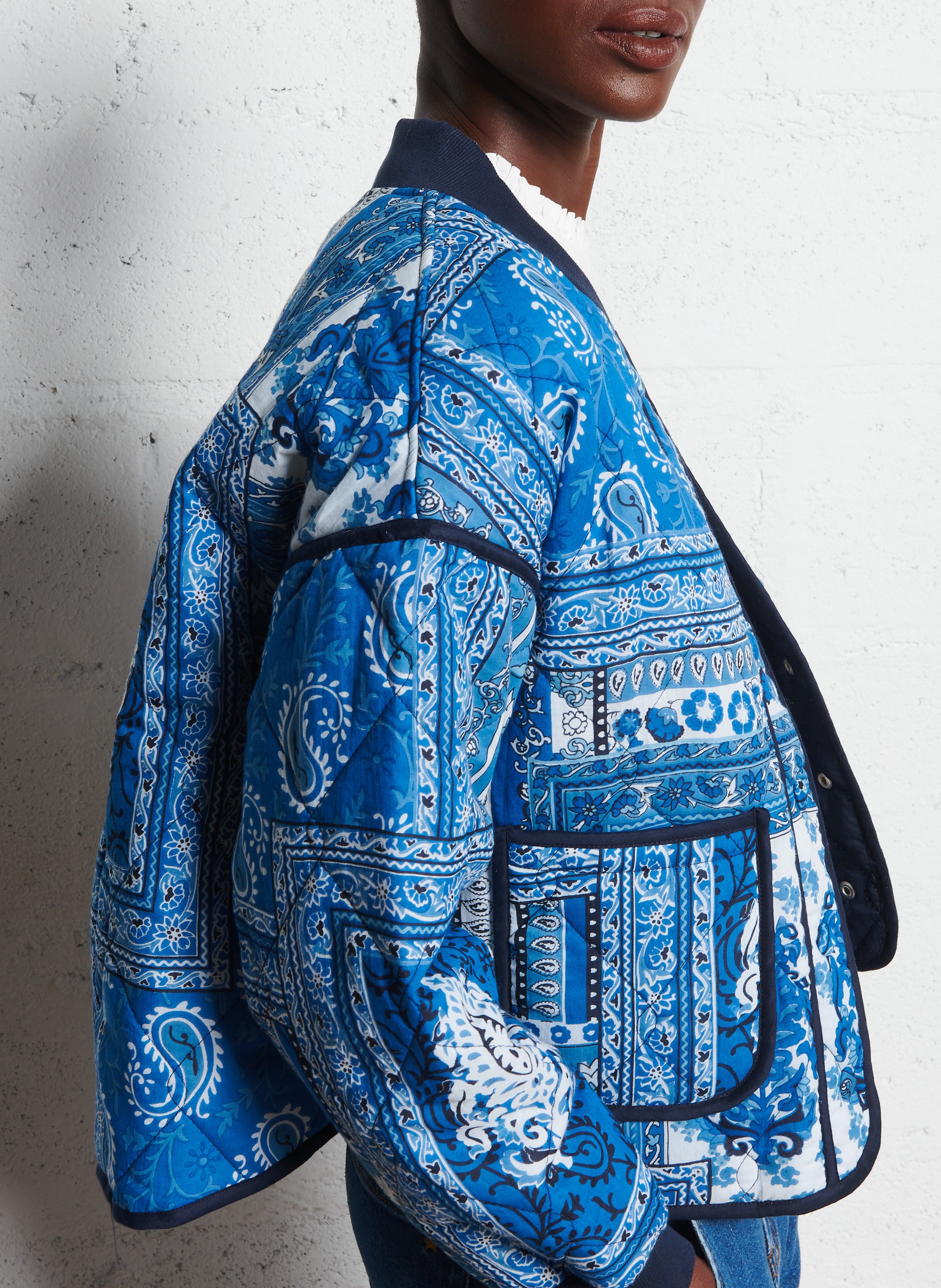 Rundhalsausschnitt bedruckte Baumwolljacke LA PETITE ETOILE Blau