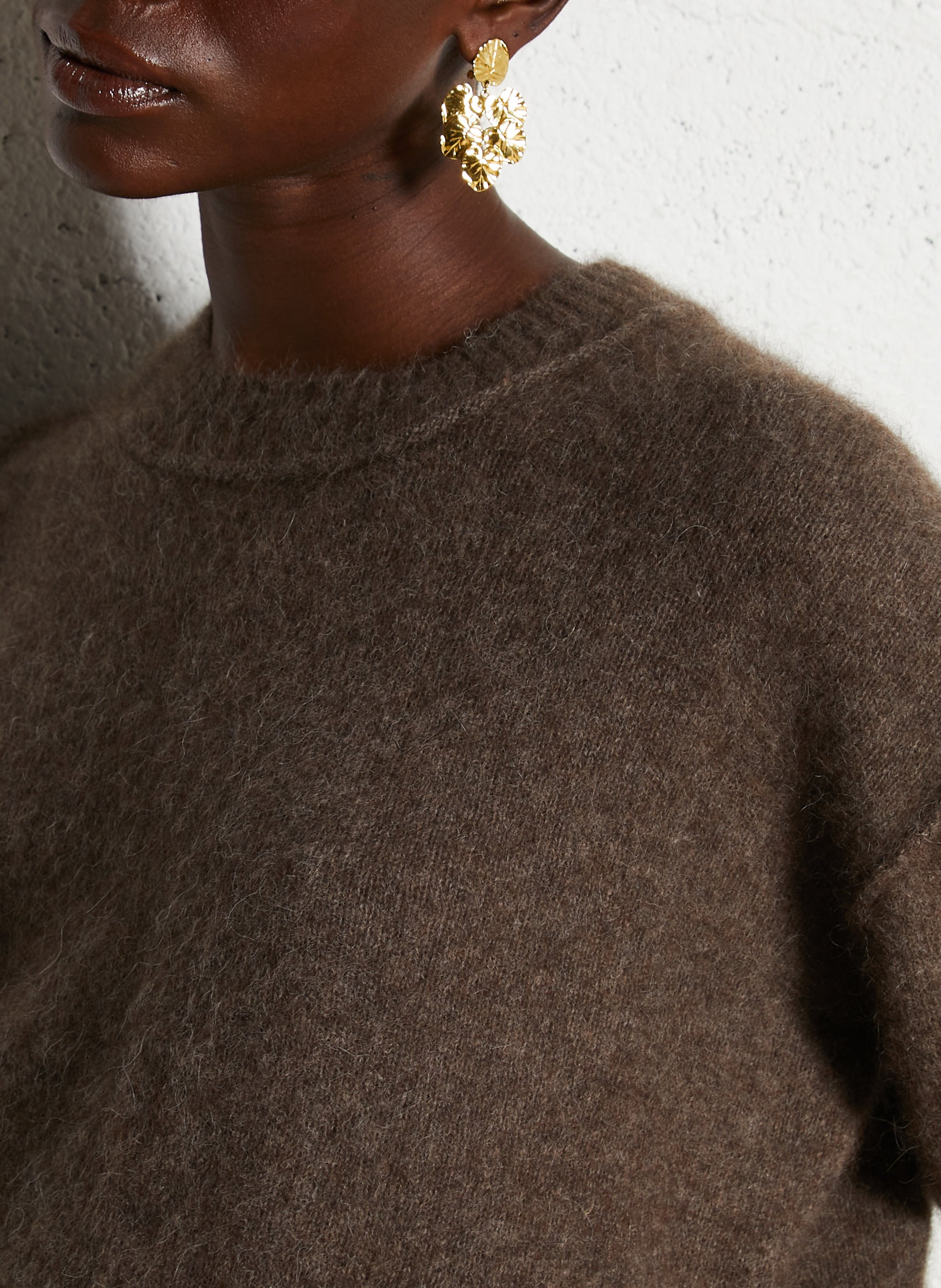 Abidjan wool round-neck sweater BELLA JONES Brown