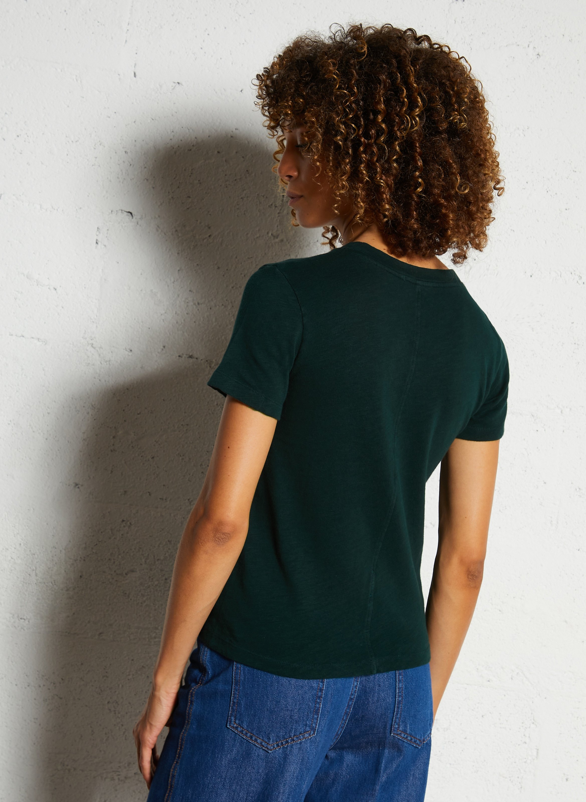 Tee-shirt col rond en coton AMERICAN VINTAGE Vert