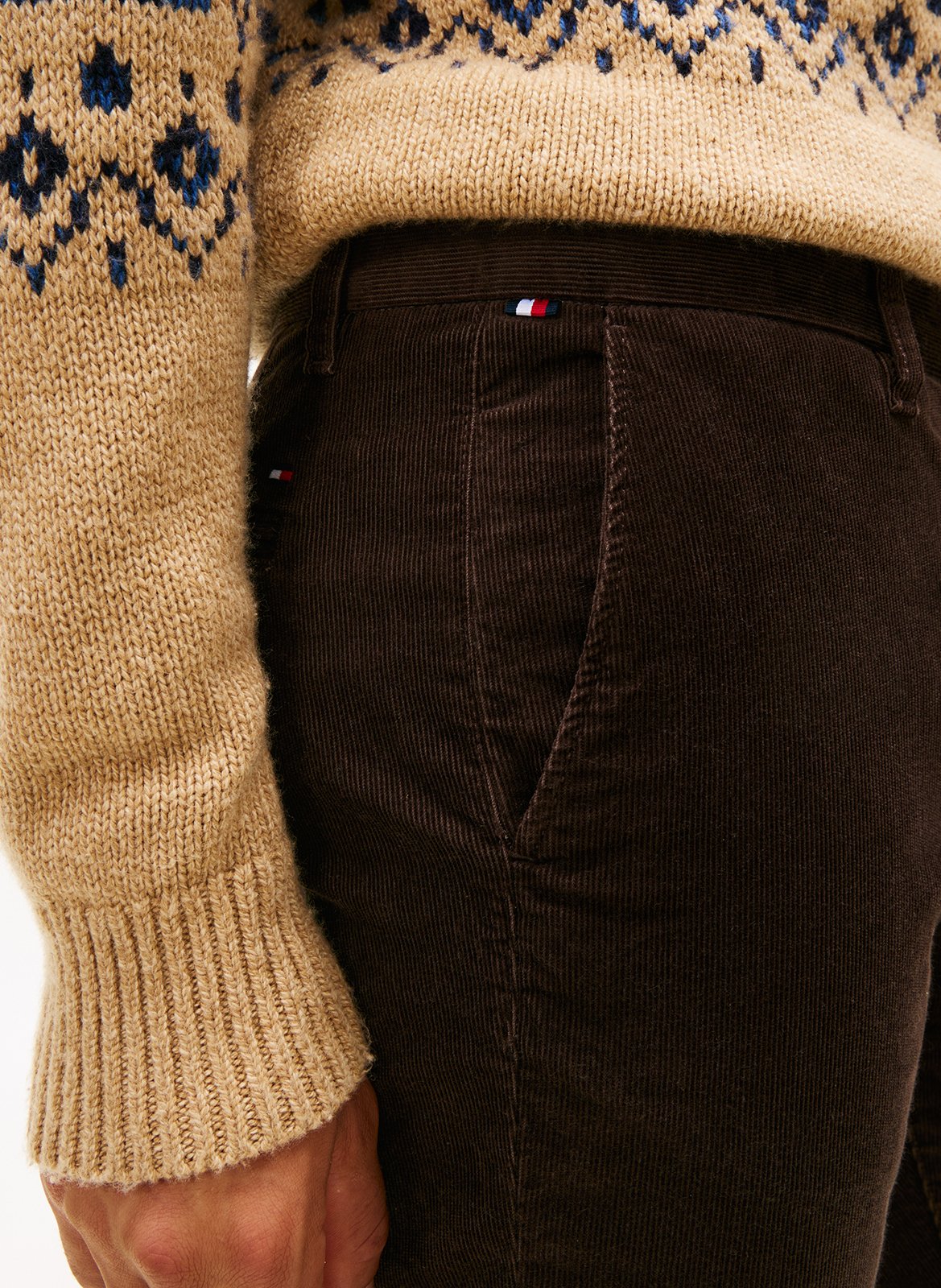 Solid straight velvet pants TOMMY HILFIGER Brown