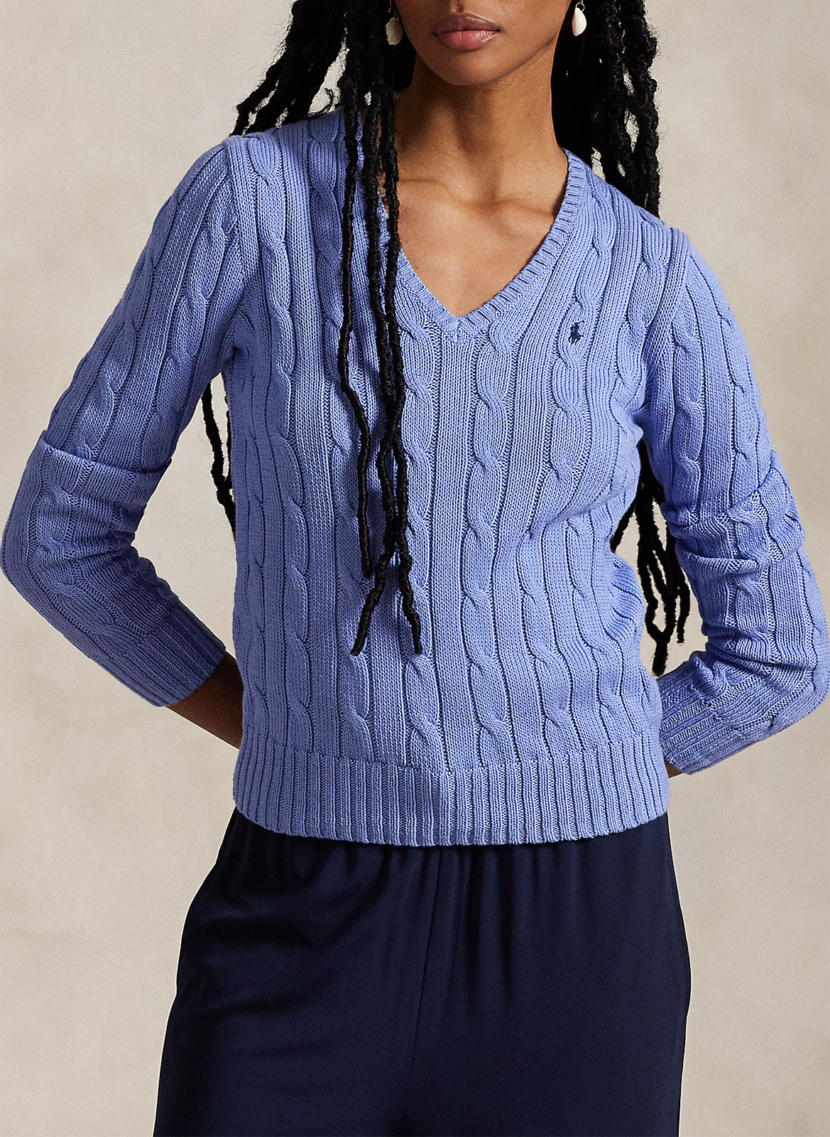 Aansluitende V-hals trui van katoen POLO RALPH LAUREN Blauw