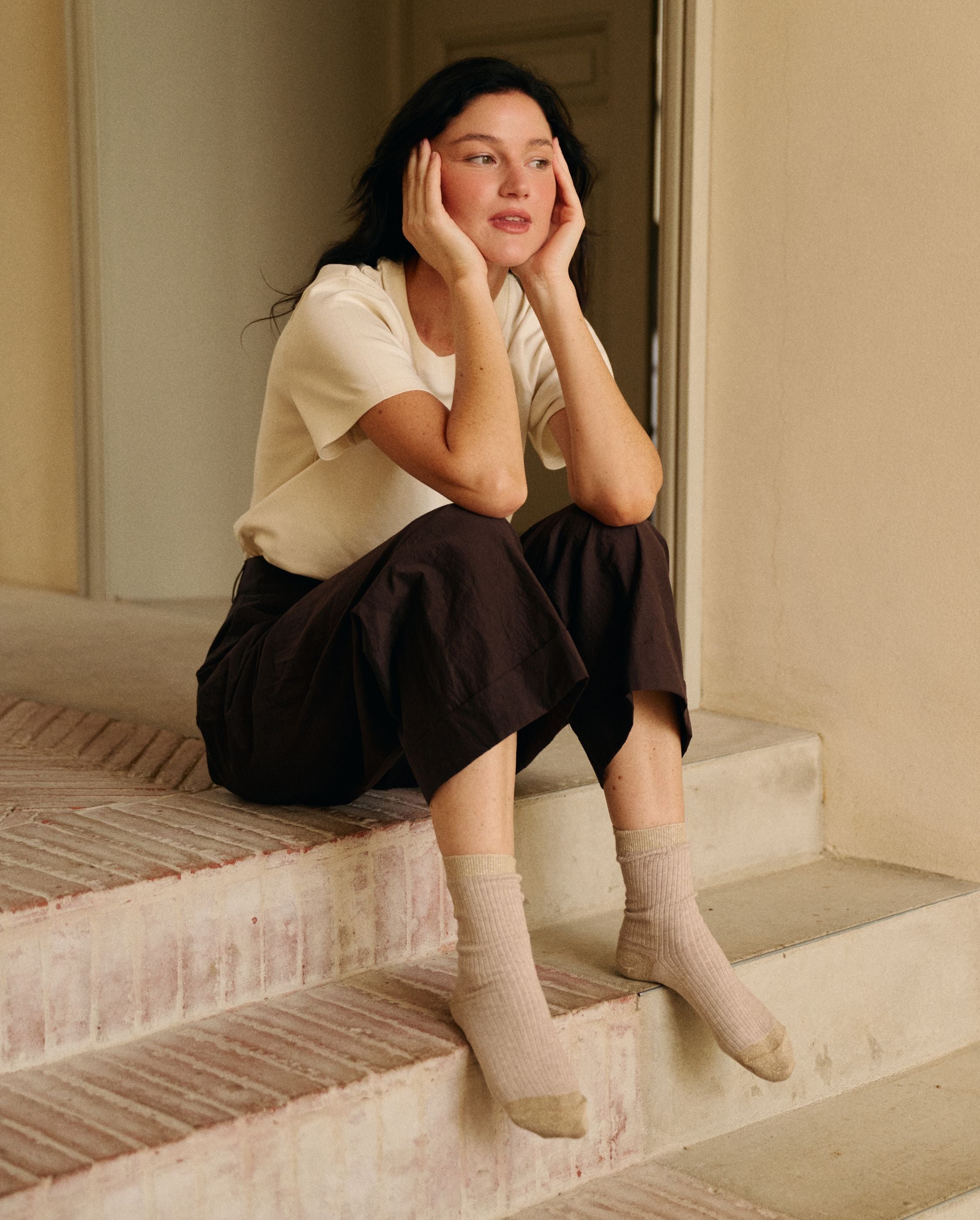 Pack of 3 pairs of women's beige socks ANGARDE Beige