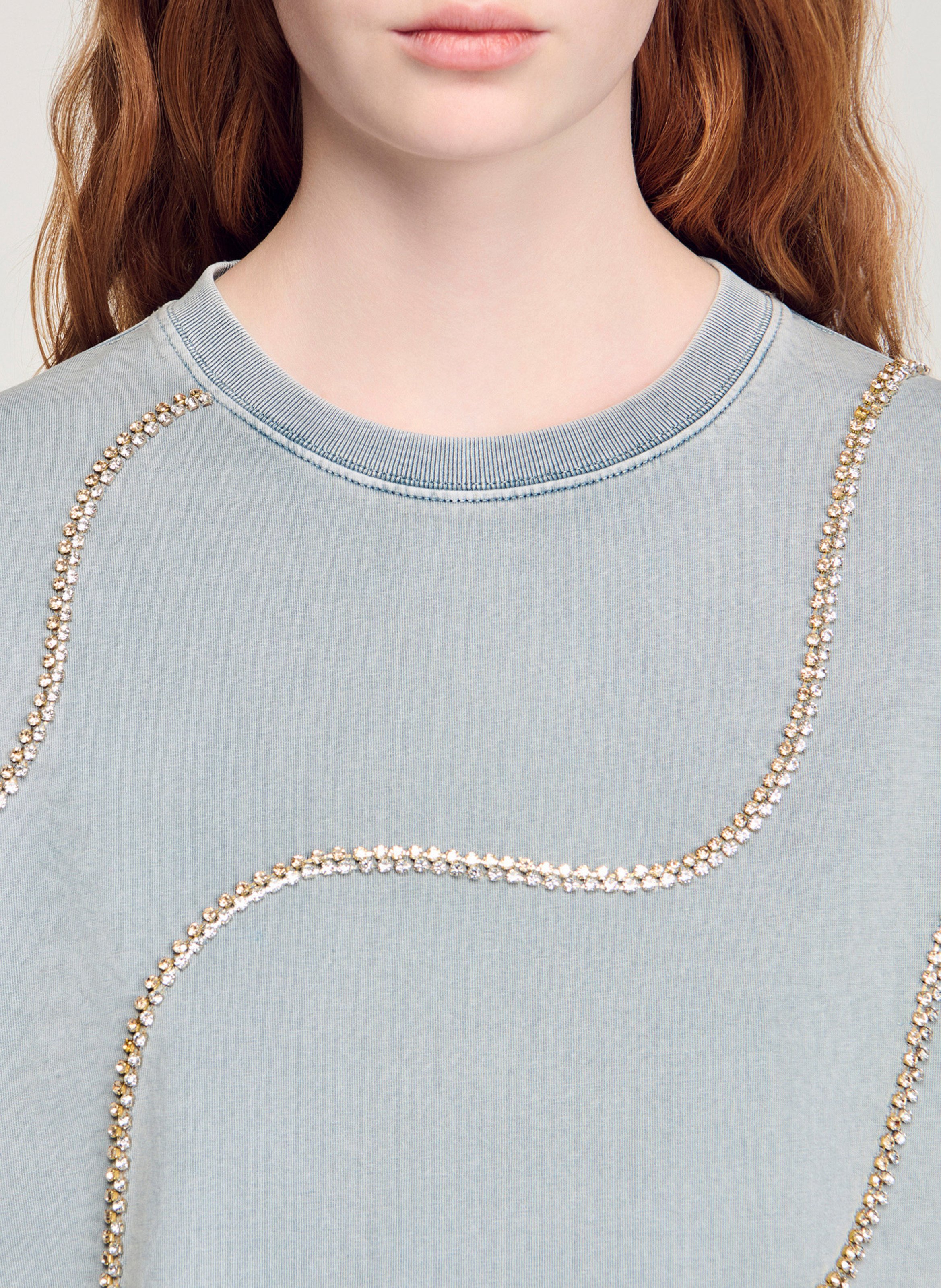 Oversized, katoenen T-shirt met ronde hals SANDRO Grijs