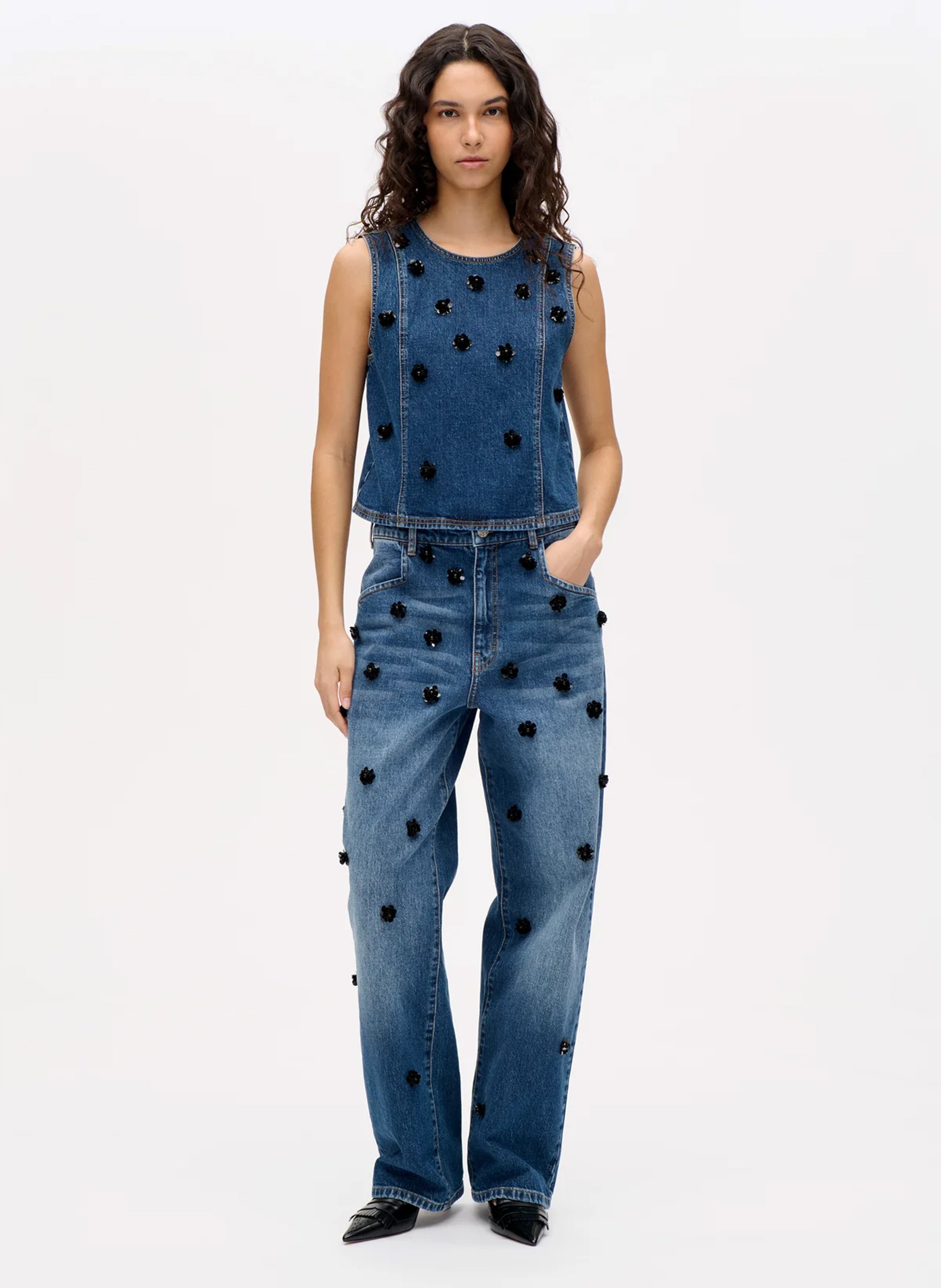 Jean large taille haute en coton bio mélangé BAUM UND PFERDGARTEN Bleu