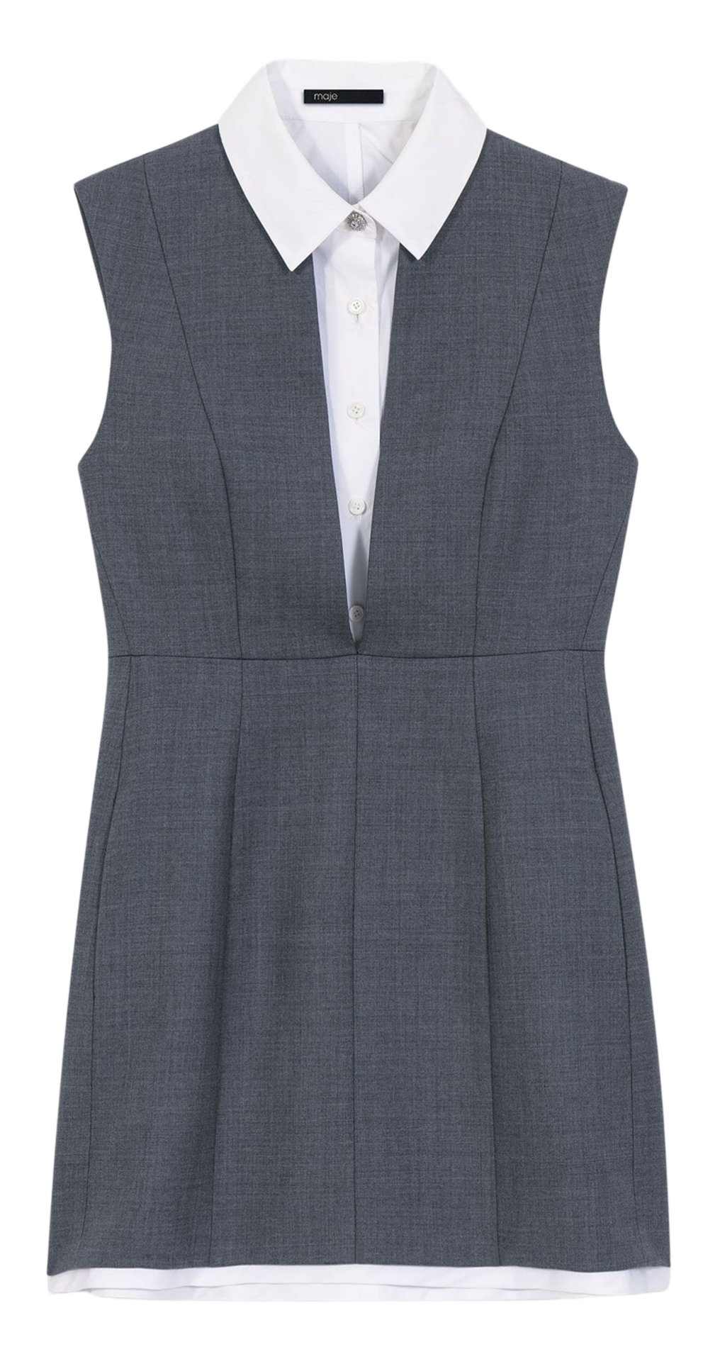 Robe courte col classique en laine mélangée MAJE Gris