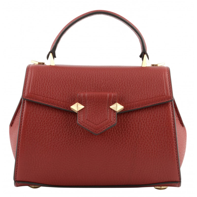 Calfskin leather handbag POURCHET Red
