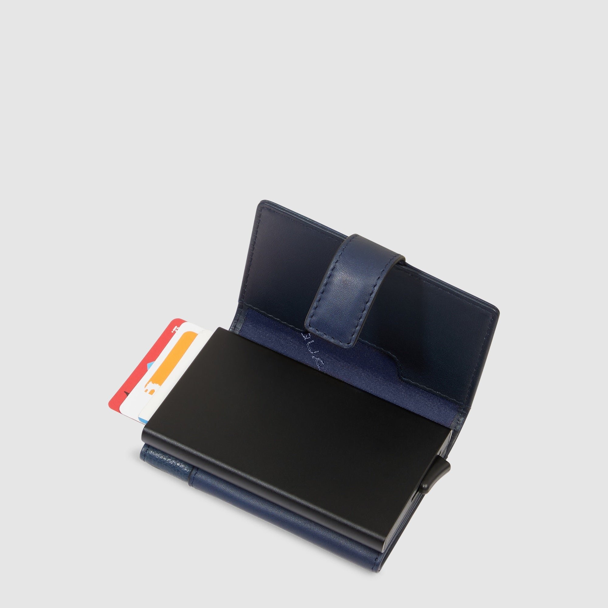 Automatic pop-up cardholder PIQUADRO Blue