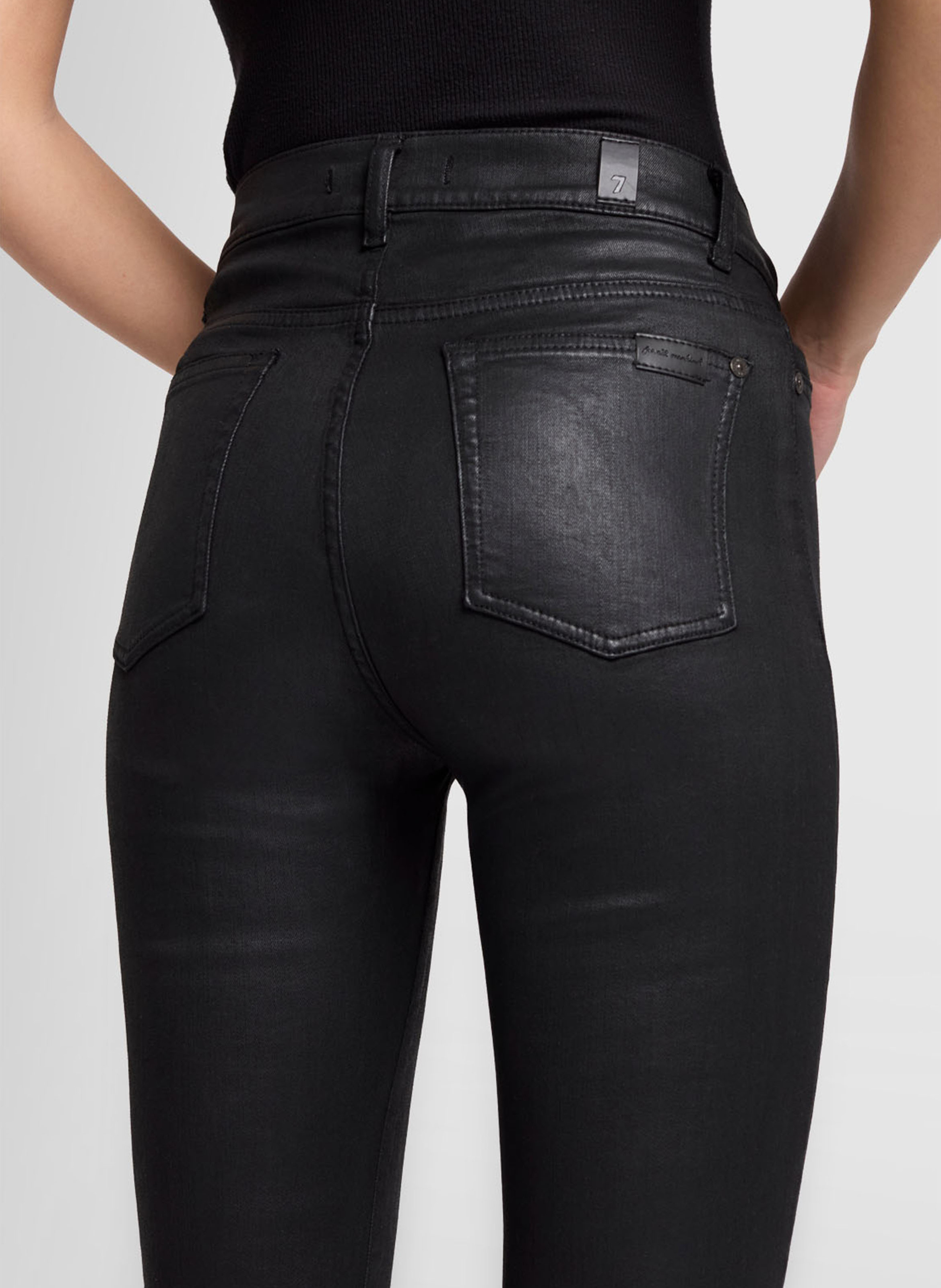 Flared cotton-blend jeans 7 FOR ALL MANKIND Black