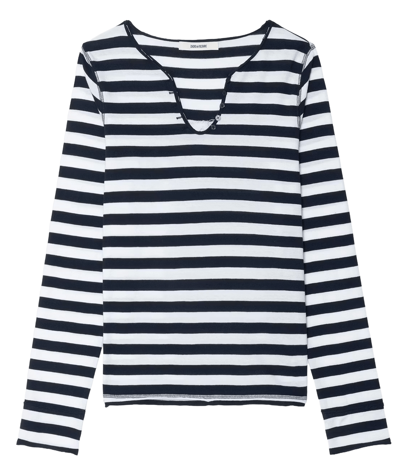 Gerade geschnittenes Baumwoll-T-Shirt mit Henley-Ausschnitt ZADIG&VOLTAIRE Blau