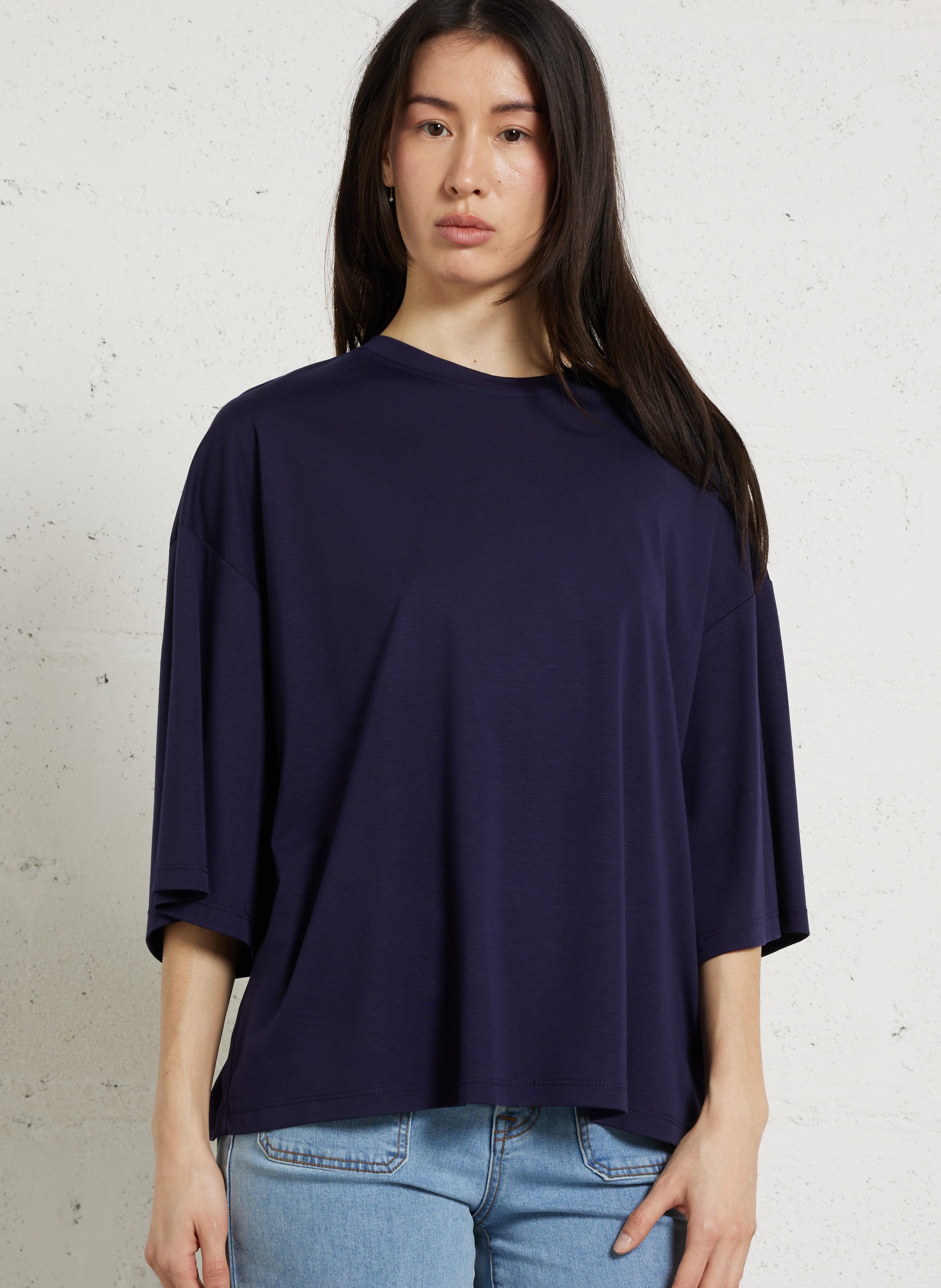 Tee-shirt fluide manches courtes uni IMPERIAL Bleu