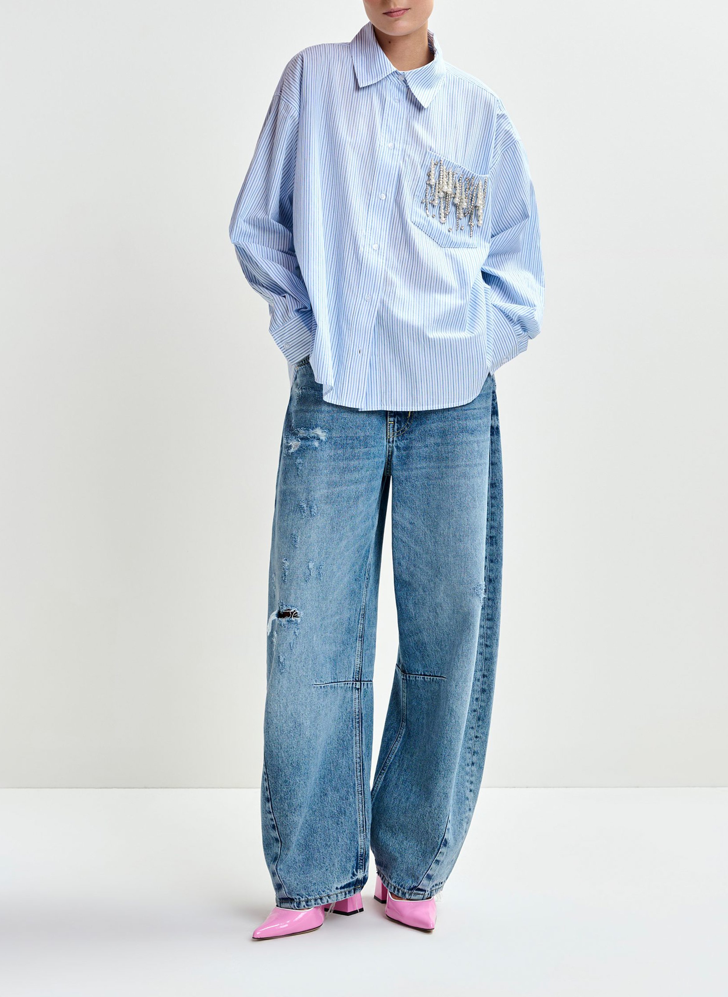 Blouse met klassieke kraag ESSENTIEL ANTWERP Blauw