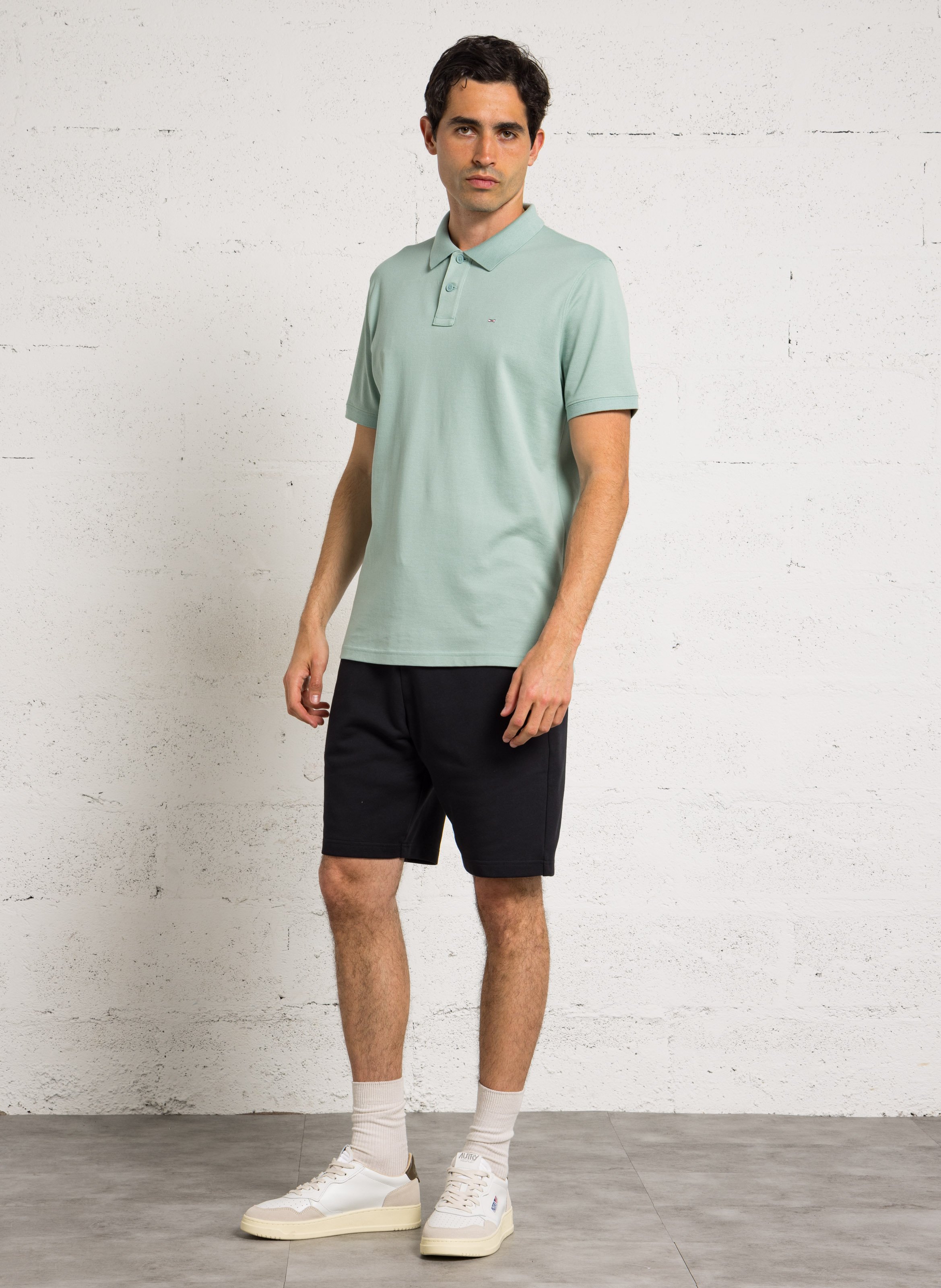 Straight cotton polo shirt EDEN PARK Green